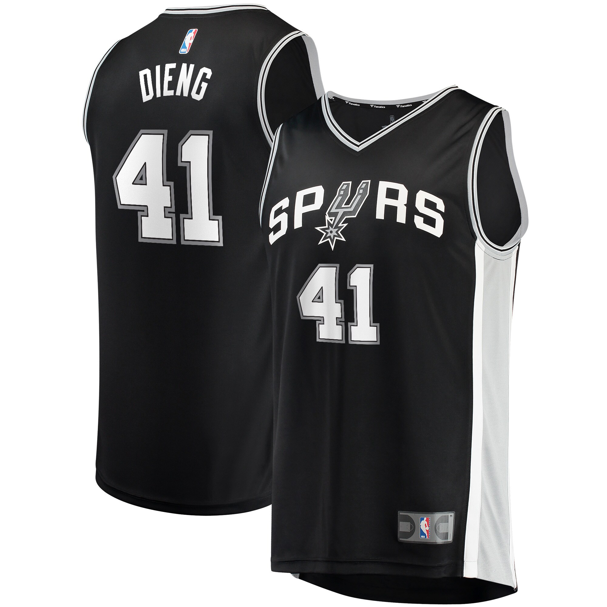 Alternative view of Gorgui Dieng San Antonio Spurs Fanatics Branded Fast Break Player Jersey - Icon Edition - Black