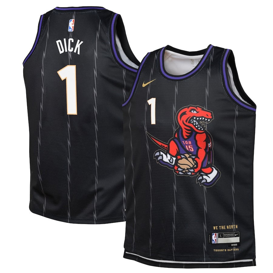 Grady Dick 1 Toronto Raptors 2024/25 Swingman Player YOUTH Jersey - City Edition - Black - JS553 