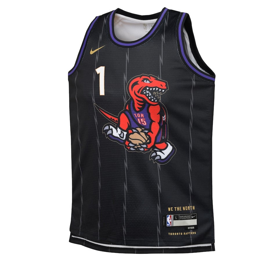 Alternative view of Grady Dick 1 Toronto Raptors 2024/25 Swingman Player YOUTH Jersey - City Edition - Black - JS553 