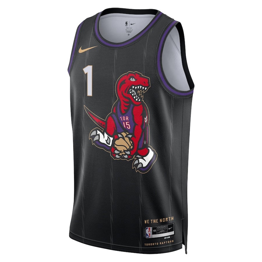 Alternative view of Grady Dick 1 Toronto Raptors Unisex 2024/25 Swingman Player Jersey - City Edition - Black - JS583 