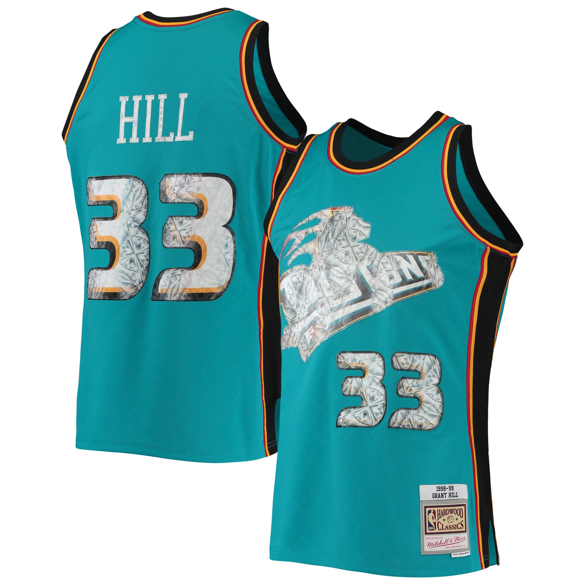 Grant Hill Detroit Pistons Mitchell & Ness 1998/99 Hardwood Classics Nba 75th Anniversary Diamond Swingman Jersey - Teal