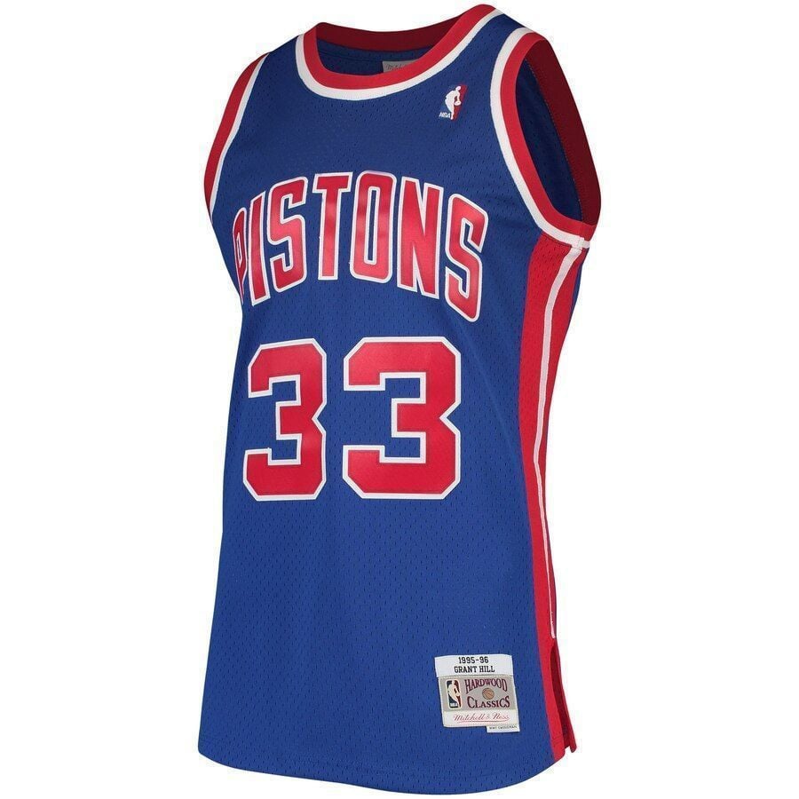 Alternative view of Grant Hill Detroit Pistons Mitchell & Ness 1995-96 Hardwood Classics Swingman Jersey - Blue - JS623 