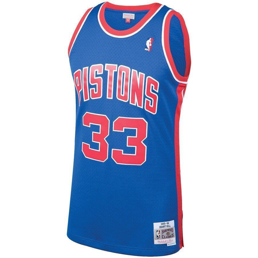 Alternative view of Grant Hill Detroit Pistons Mitchell & Ness 1995-96 Hardwood Classics Swingman Player Jersey - Blue - JS624 