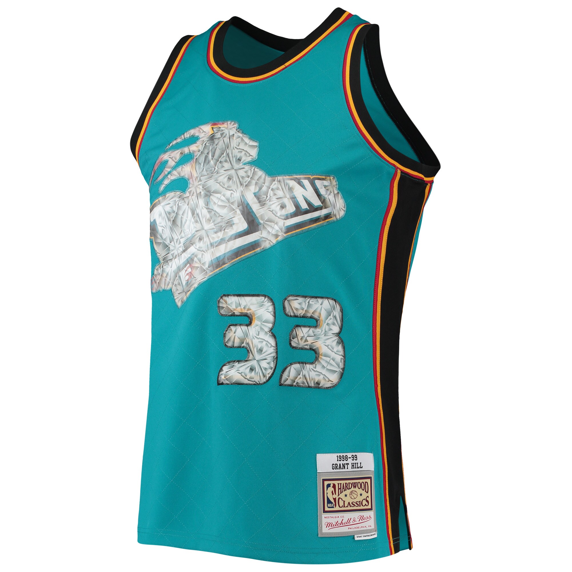 Alternative view of Grant Hill Detroit Pistons Mitchell & Ness 1998/99 Hardwood Classics Nba 75th Anniversary Diamond Swingman Jersey - Teal