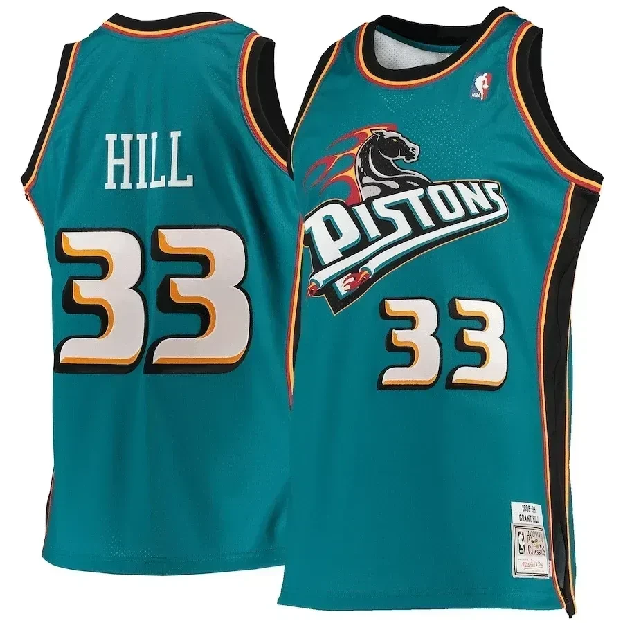 Grant Hill Detroit Pistons Mitchell & Ness Road 1998/99 Hardwood Classics Jersey - Teal - JS536 