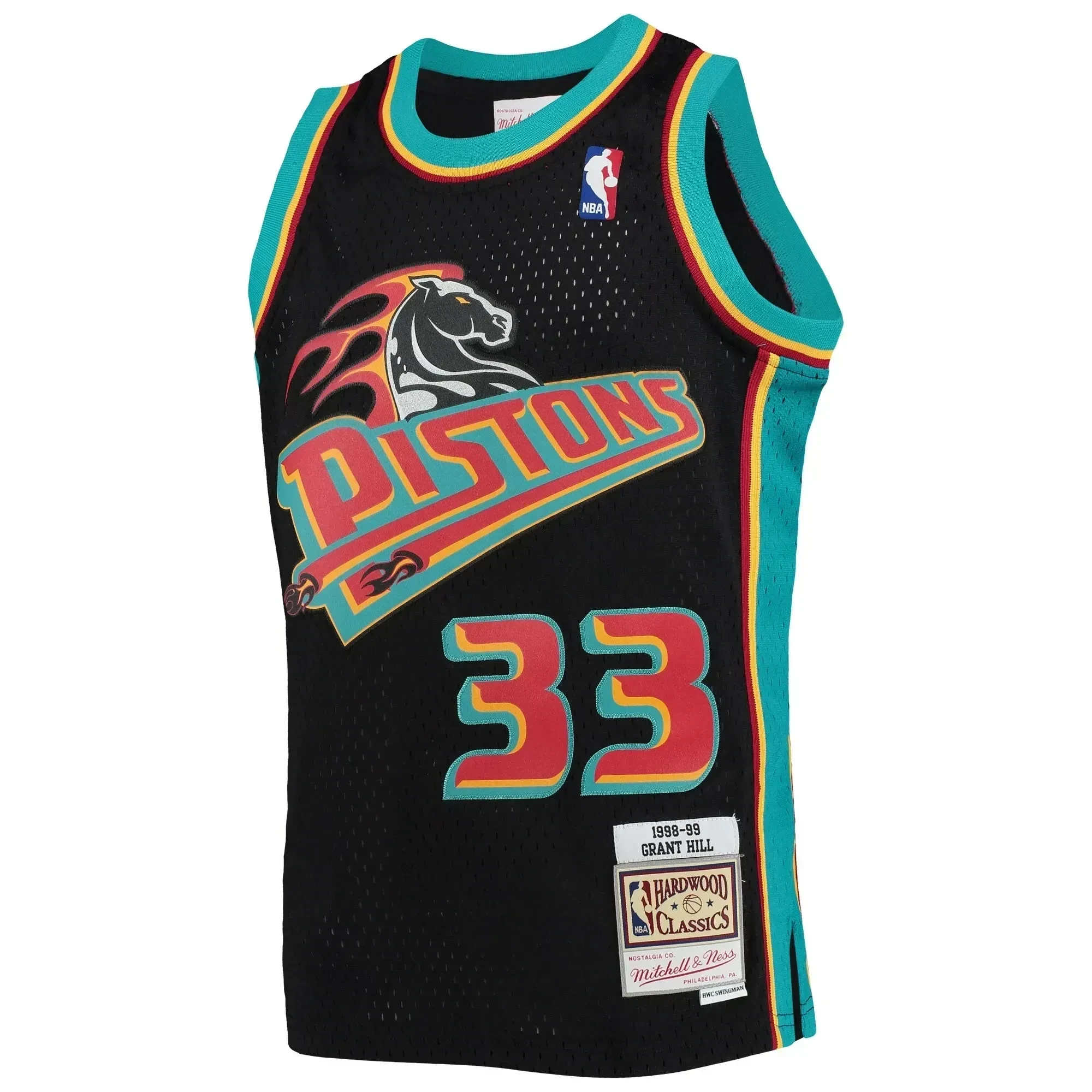 Alternative view of Grant Hill Detroit Pistons Mitchell & Ness Youth 1998-99 Hardwood Classics Reload Jersey – Black - JS205 