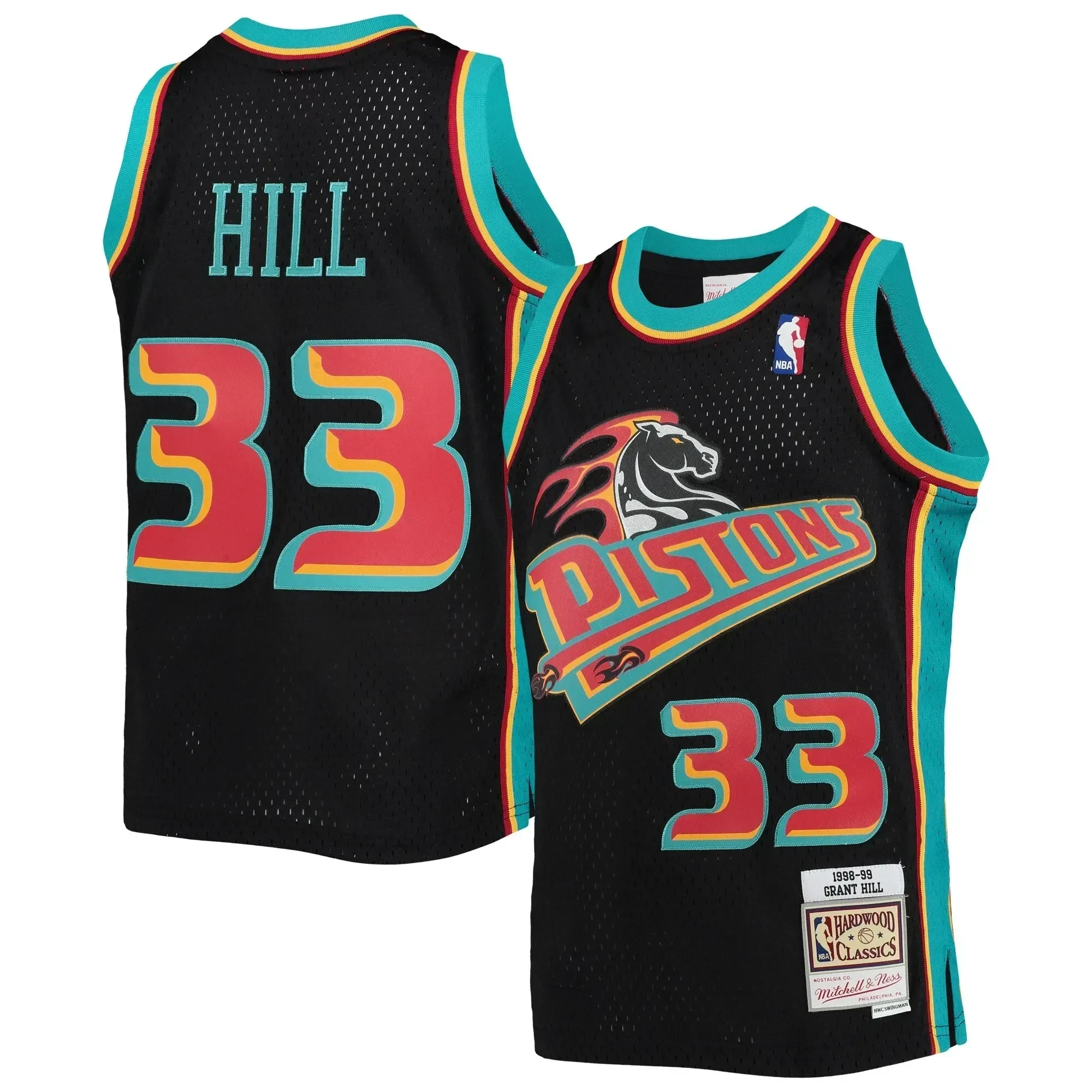 Grant Hill Detroit Pistons Mitchell & Ness Youth 1998-99 Hardwood Classics Reload Jersey – Black - JS205 