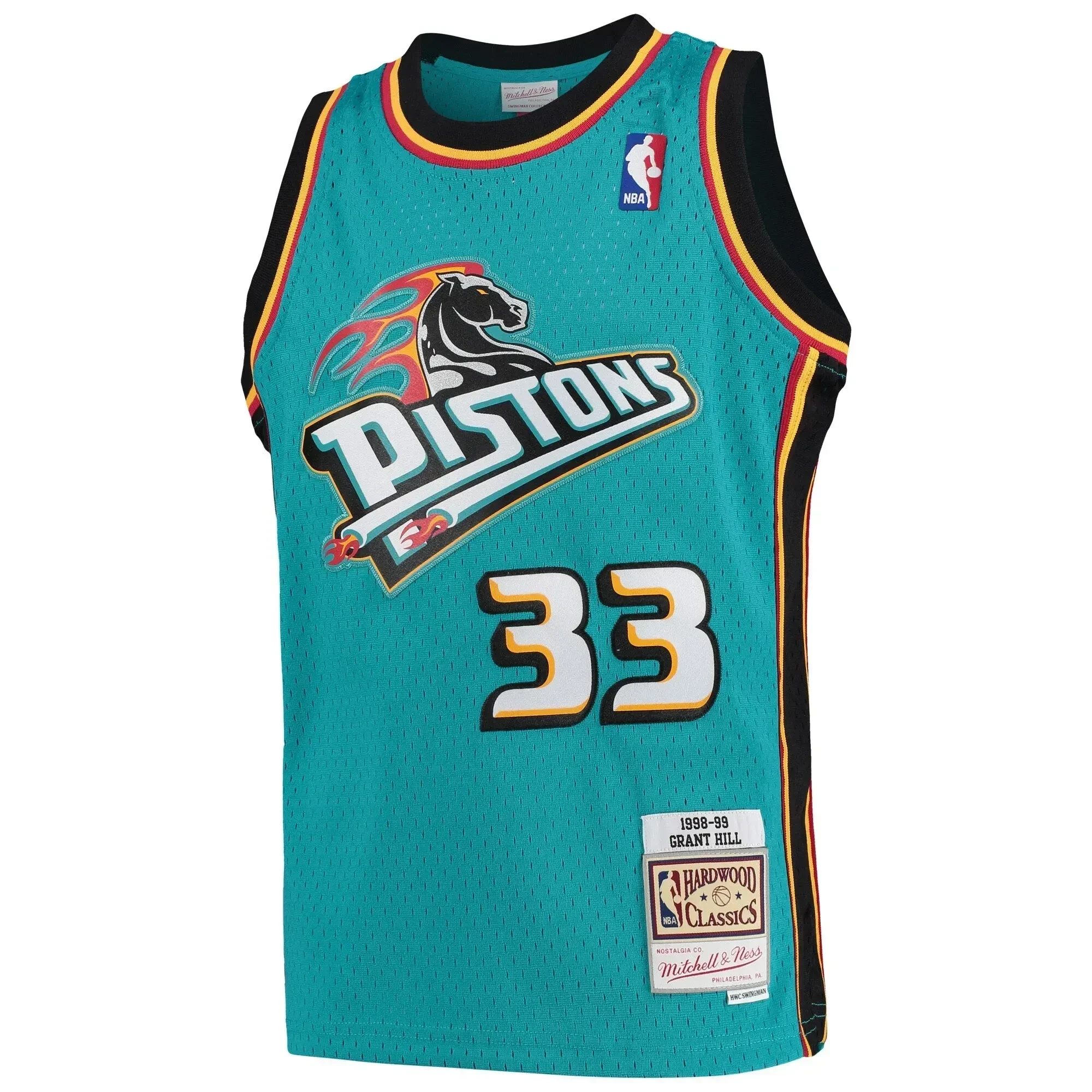 Alternative view of Grant Hill Detroit Pistons Mitchell & Ness Youth 1998-99 Hardwood Classics Swingman Jersey - Teal - JS620 