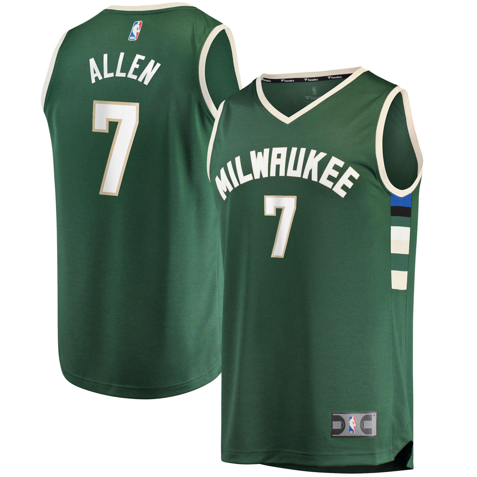 Alternative view of Grayson Allen Milwaukee Bucks Fanatics Branded 2021/22 Fast Break Replica Jersey - Icon Edition - Hunter Green