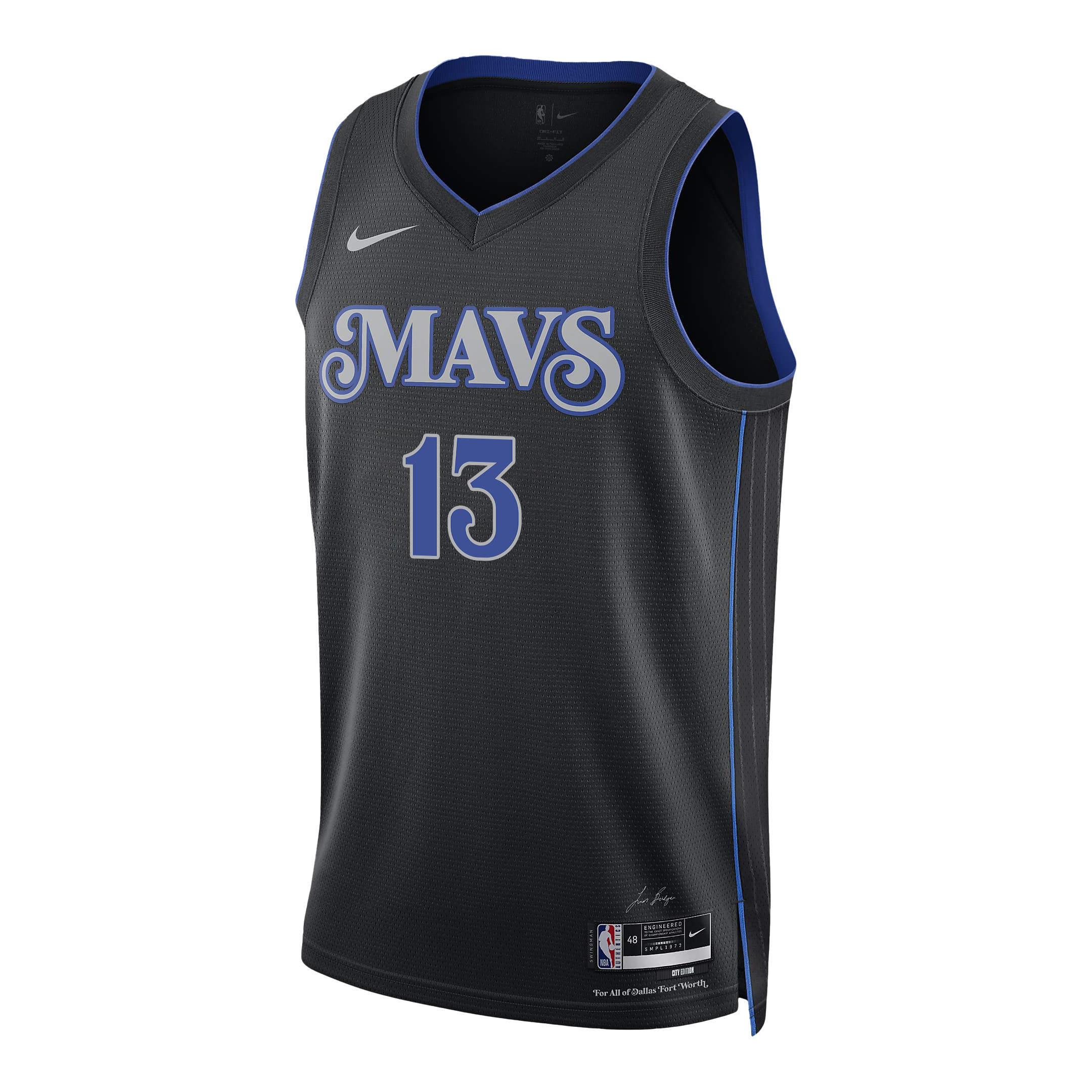 Alternative view of Greg Brown III 13 Dallas Mavericks 2024 FINALS PATCH Swingman Jersey - City Edition - Black - JS217 