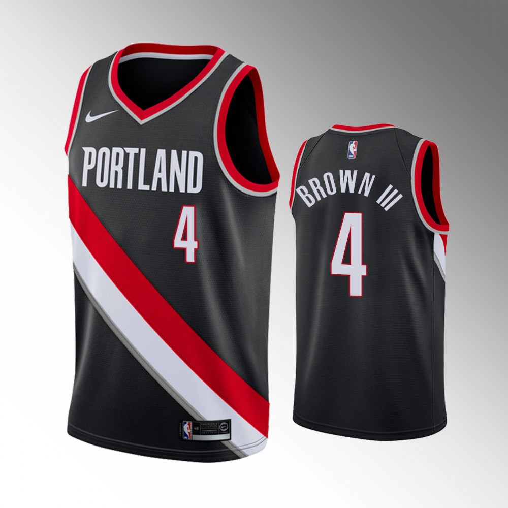 Greg Brown Iii Portland Trail Blazers 2021 Icon Edition Black 2021 Nba Draft Jersey
