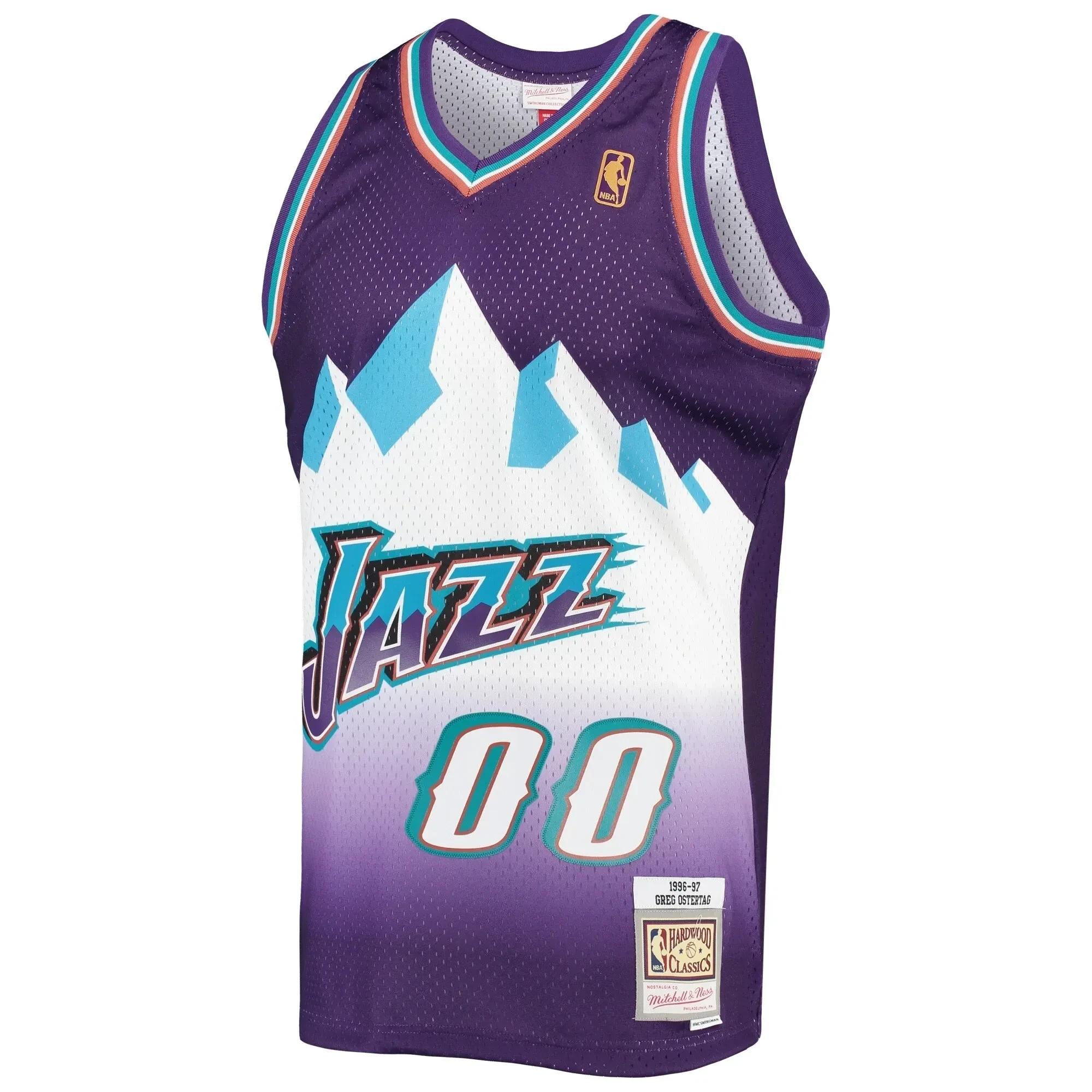 Alternative view of Greg Ostertag Utah Jazz Mitchell & Ness 1996-1997 Hardwood Classics Swingman Jersey - Purple - JS884 
