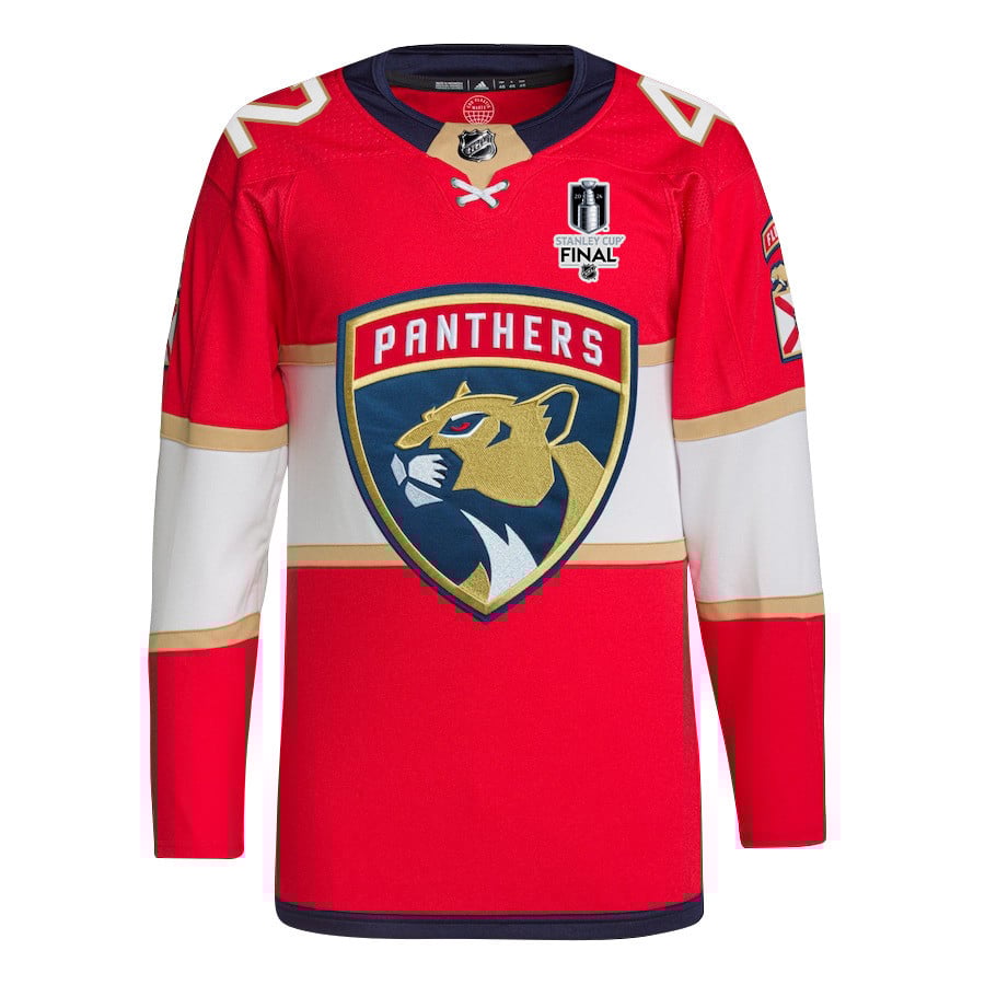 Alternative view of Gustav Forsling 42 Florida Panthers 2024 STANLEY CUP Final Home Breakaway Jersey - Men, Red - JS875 