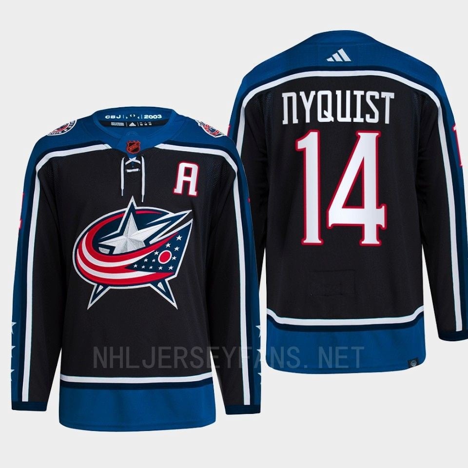 Gustav Nyquist 14 Reverse Retro 2.0 2022 Columbus Blue Jackets Navy Jersey Primegreen - JS269 
