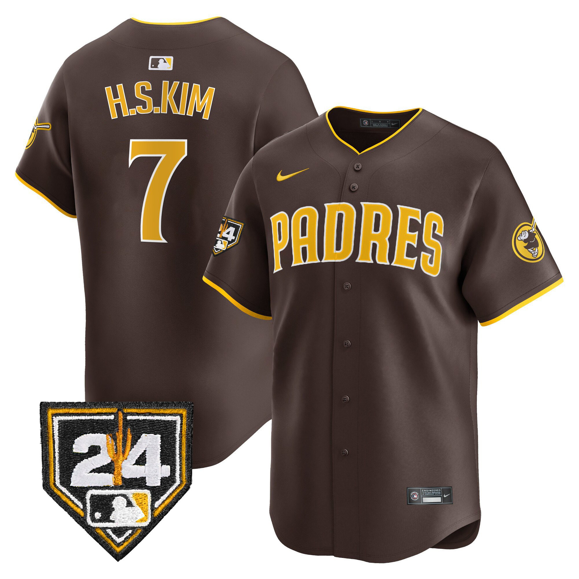 Ha-Seong Kim 7 San Diego Padres 2024 Spring Training Men Jersey - Brown 