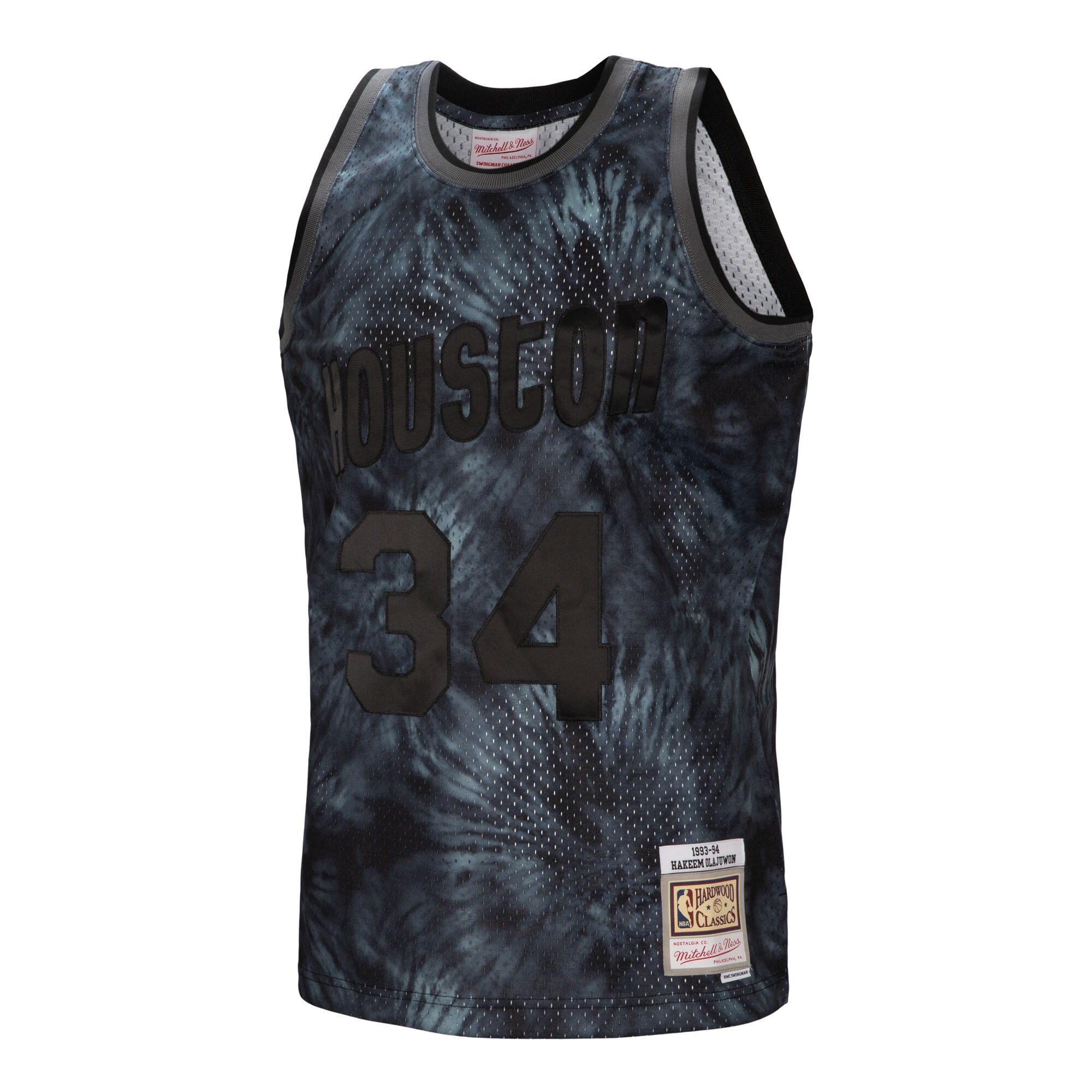 Alternative view of Hakeem Olajuwon Houston Rockets Mitchell & Ness Hardwood Classics 1993/94 Tie-dye Swingman Jersey - Black