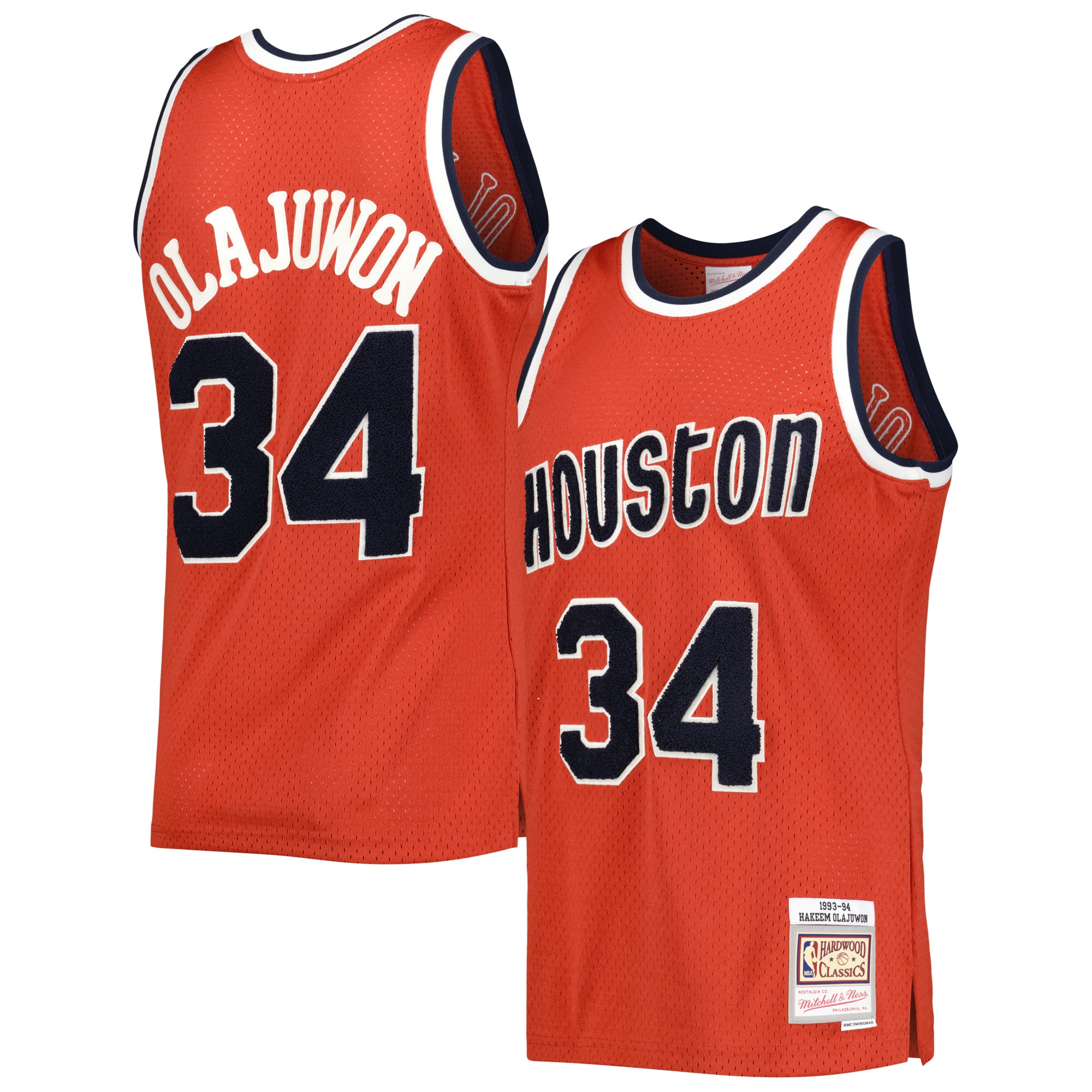 Alternative view of Hakeem Olajuwon Houston Rockets Mitchell & Ness Hardwood Classics Off-court Swingman Jersey - Red