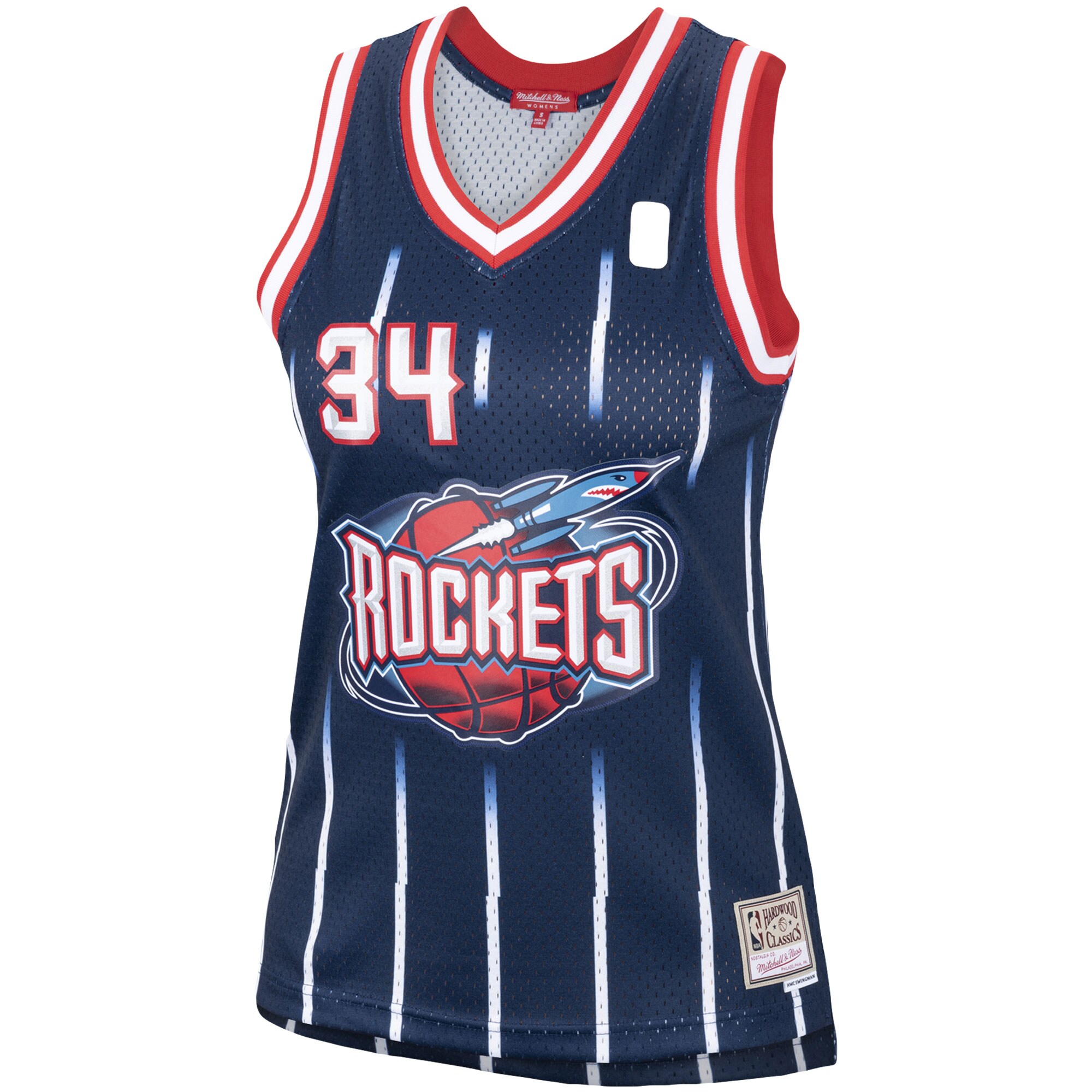 Alternative view of Hakeem Olajuwon Houston Rockets Mitchell & Ness Women's  Hardwood Classics Swingman Jersey - Navy