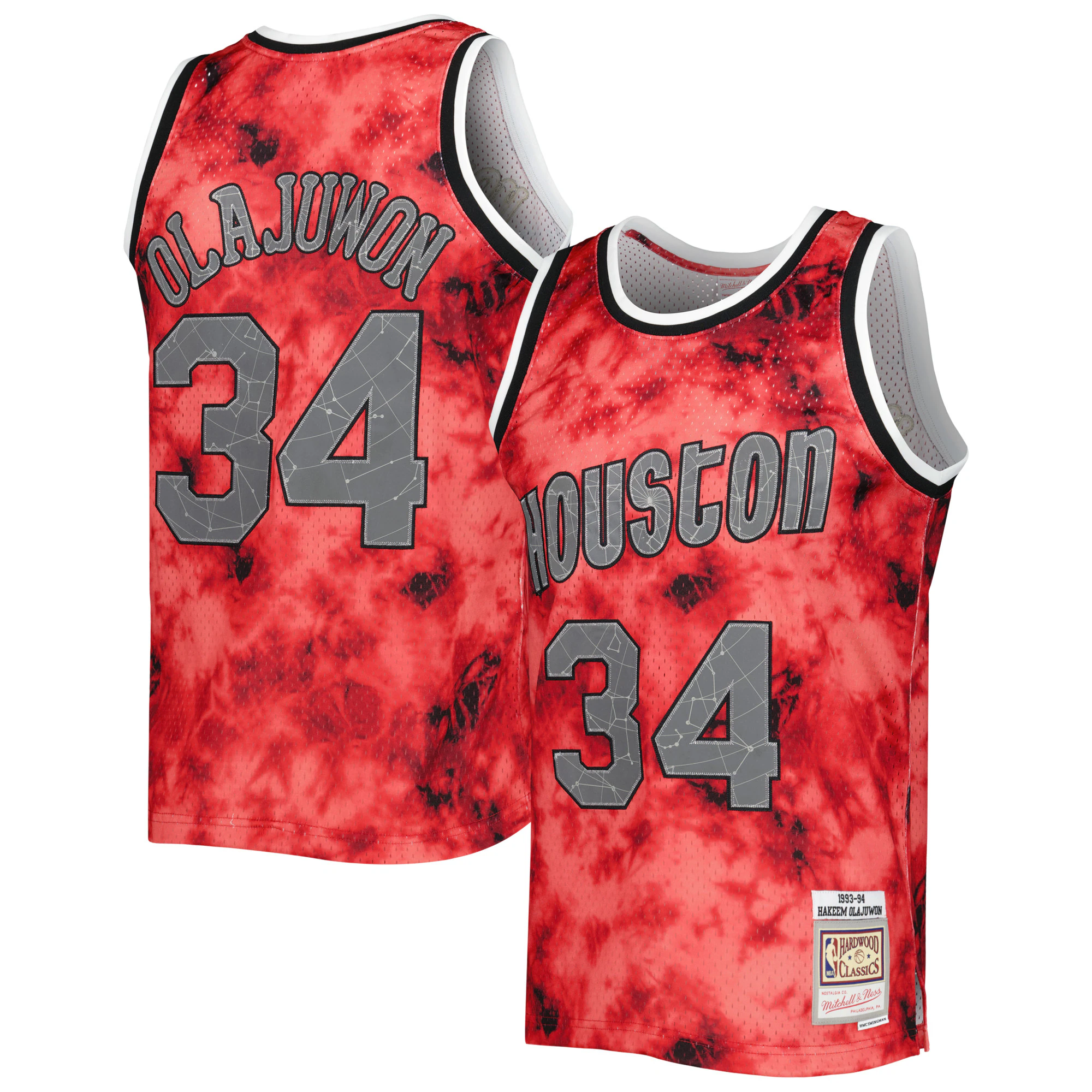 Alternative view of Hakeem Olajuwon Houston Rockets Mitchell & Ness 1993/94 Galaxy Swingman Jersey - Red