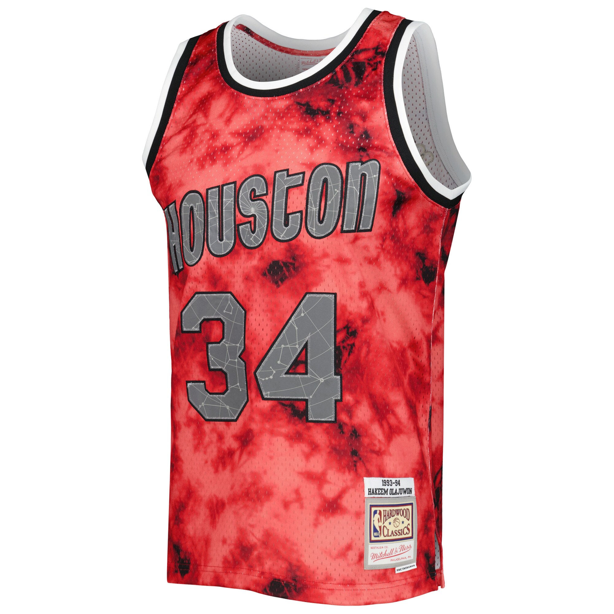 Alternative view of Hakeem Olajuwon Houston Rockets Mitchell & Ness 1993/94 Galaxy Swingman Jersey - Red