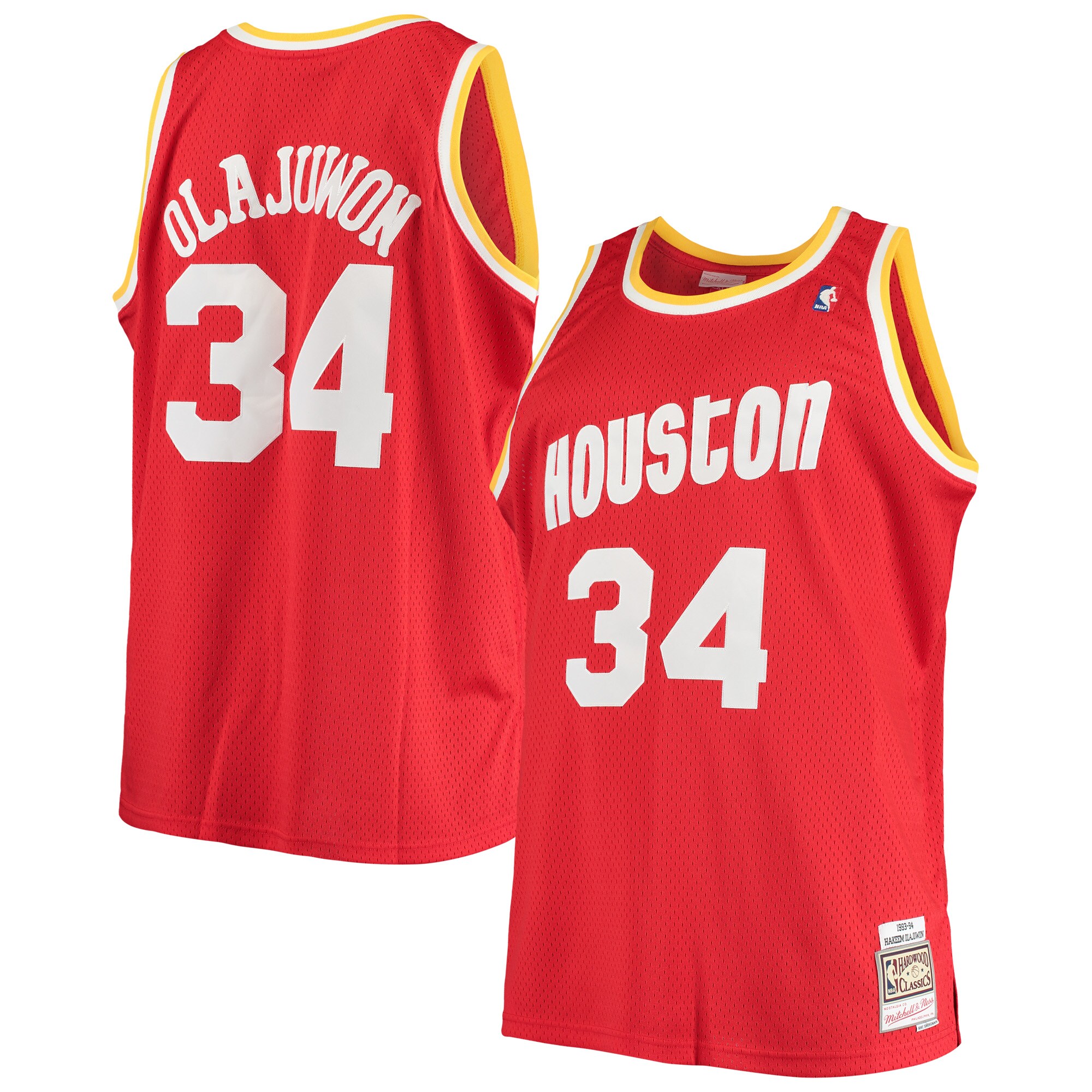 Alternative view of Hakeem Olajuwon Houston Rockets Mitchell & Ness Big & Tall Hardwood Classics Jersey – Red