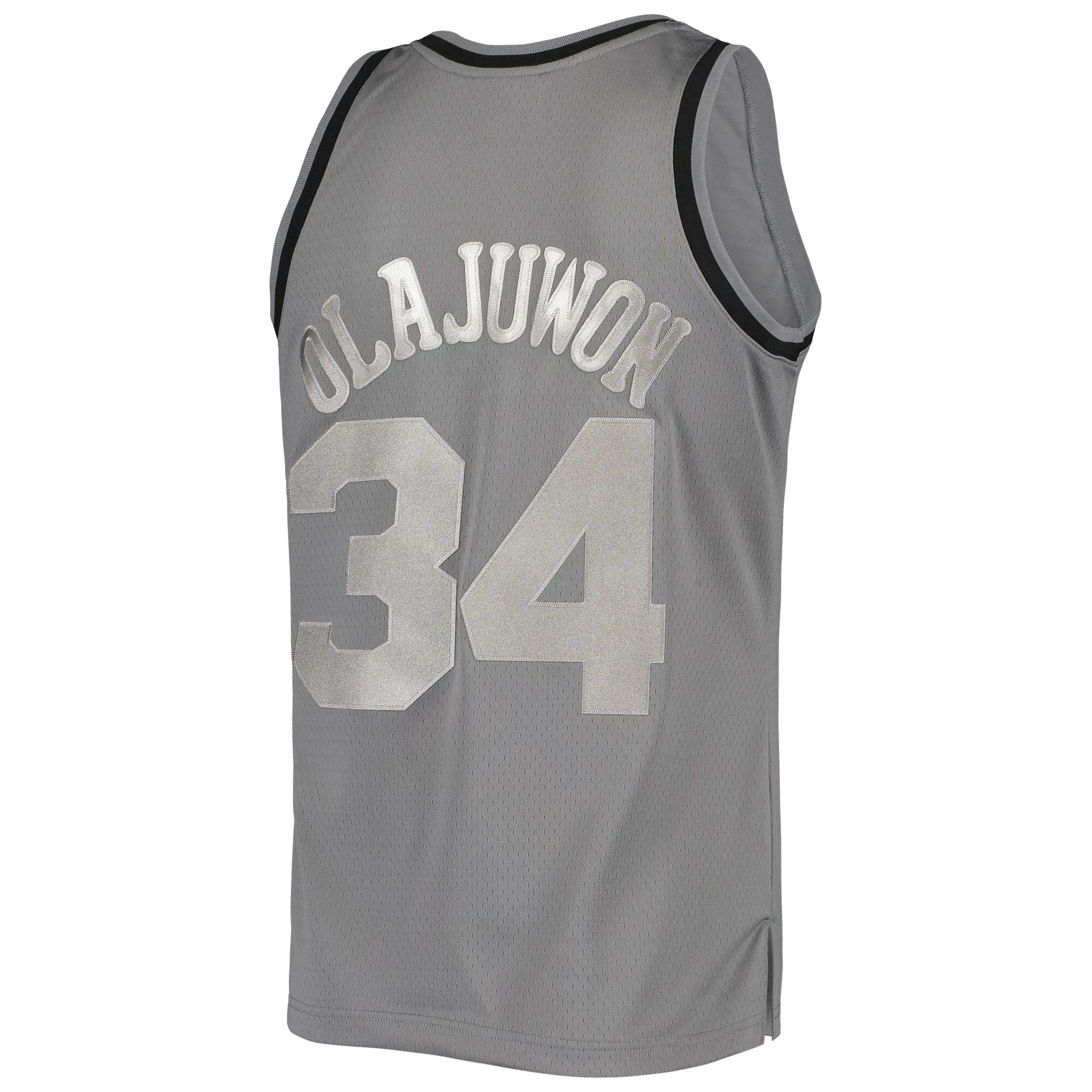 Alternative view of Hakeem Olajuwon Houston Rockets Mitchell & Ness Hardwood Classics Retired Player 1993/94 Metal Works Swingman Jersey – Charcoal - JS847 