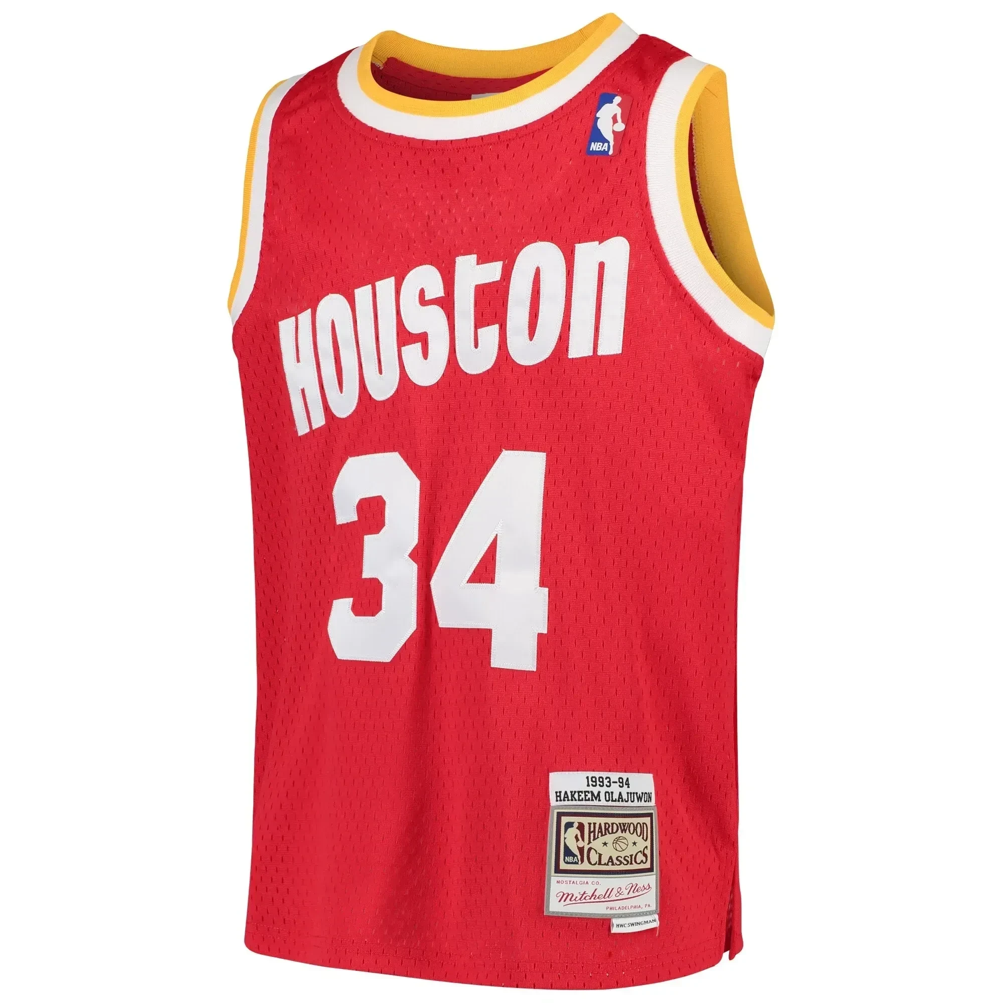 Alternative view of Hakeem Olajuwon Houston Rockets Mitchell & Ness Youth Swingman Throwback Jersey - Red - JS882 