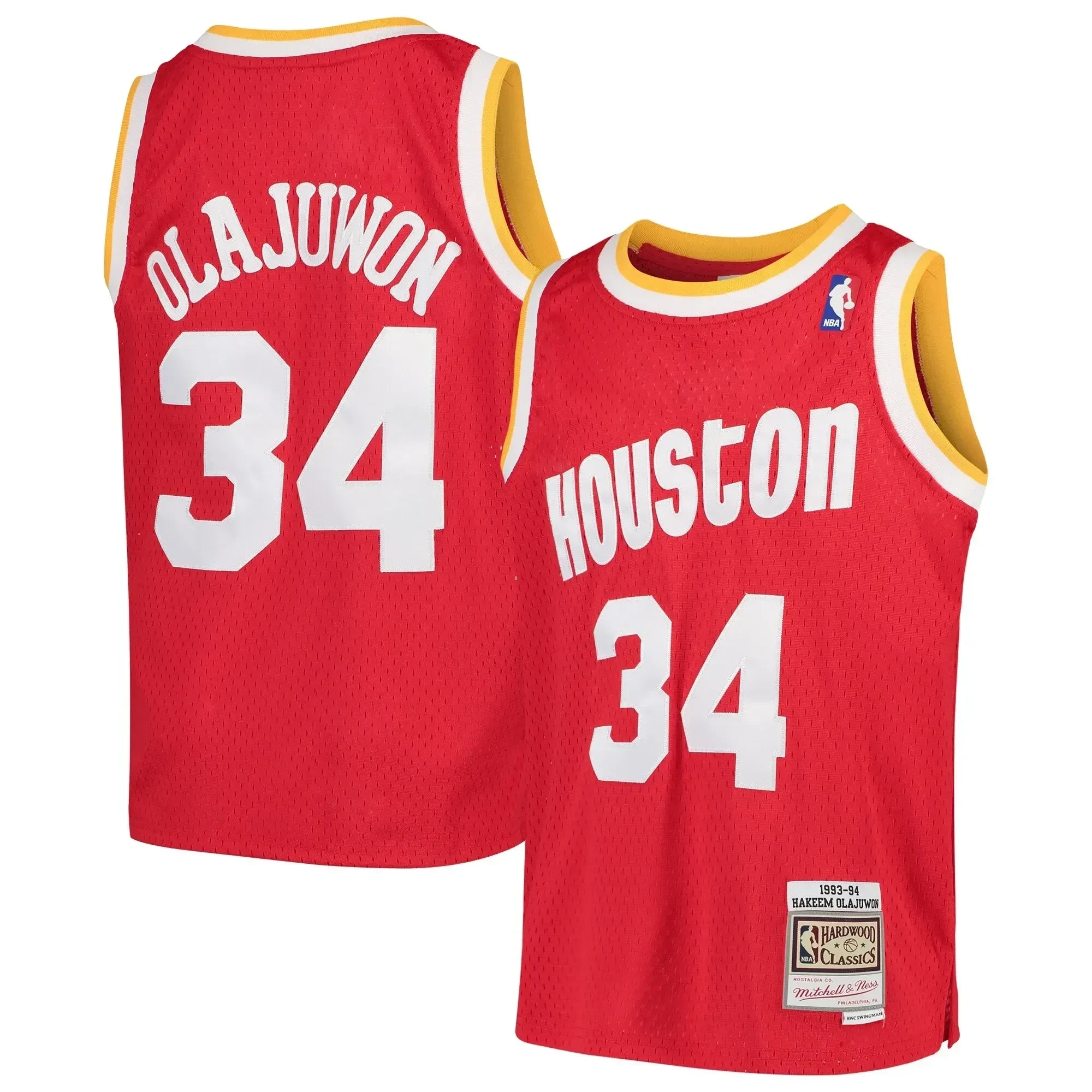 Hakeem Olajuwon Houston Rockets Mitchell & Ness Youth Swingman Throwback Jersey - Red - JS882 