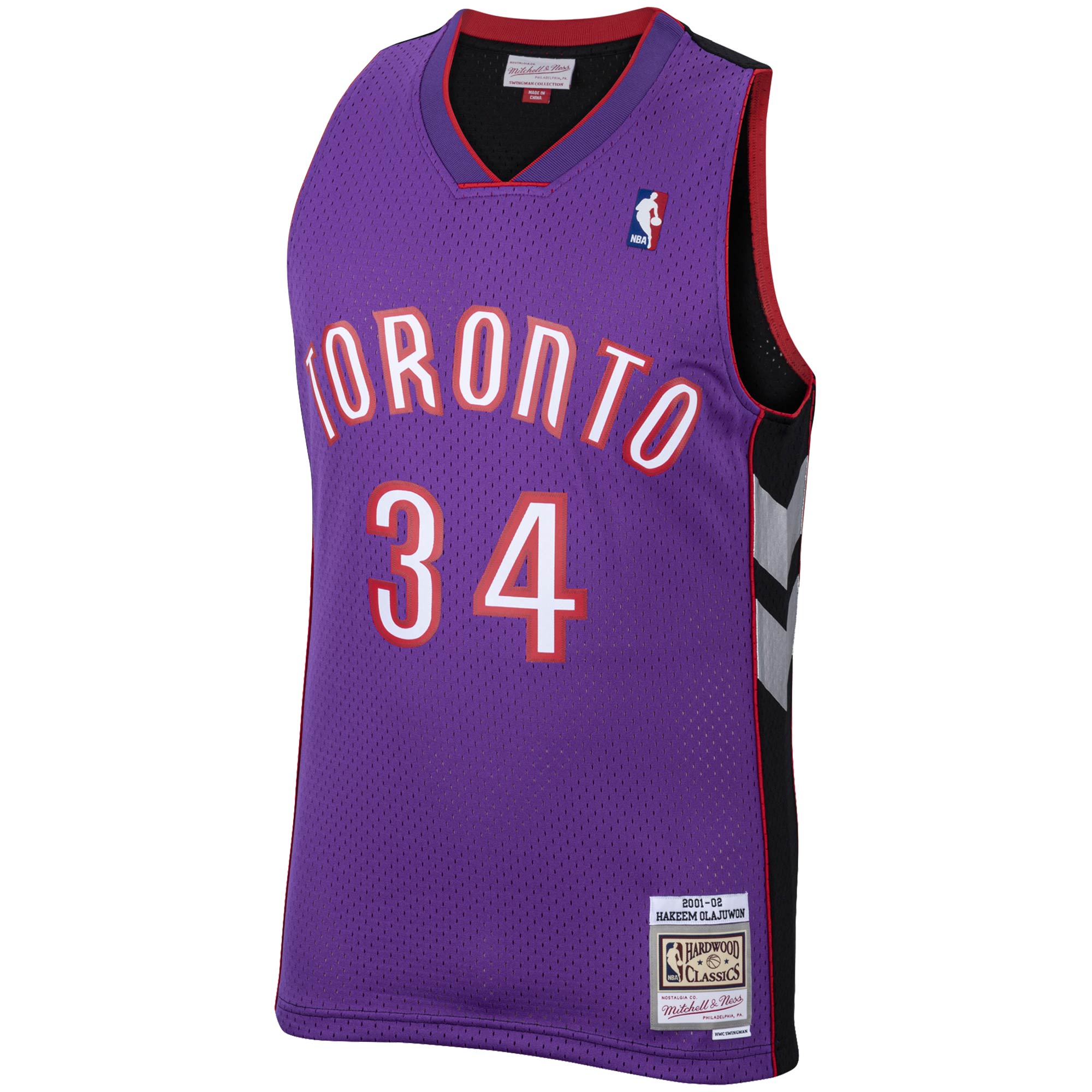 Alternative view of Hakeem Olajuwon Toronto Raptors Mitchell & Ness 2001/02 Hardwood Classics Swingman Jersey - Purple