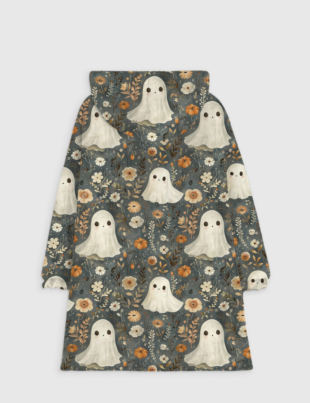 Alternative view of Halloween Cute Ghosts And Pumpkins Flannel Blanket Hoodie