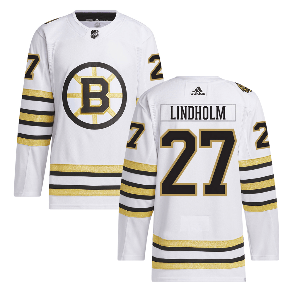 Hampus Lindholm 27 Boston Bruins 100th Anniversary Primegreen Away Men Jersey - White - JS205 