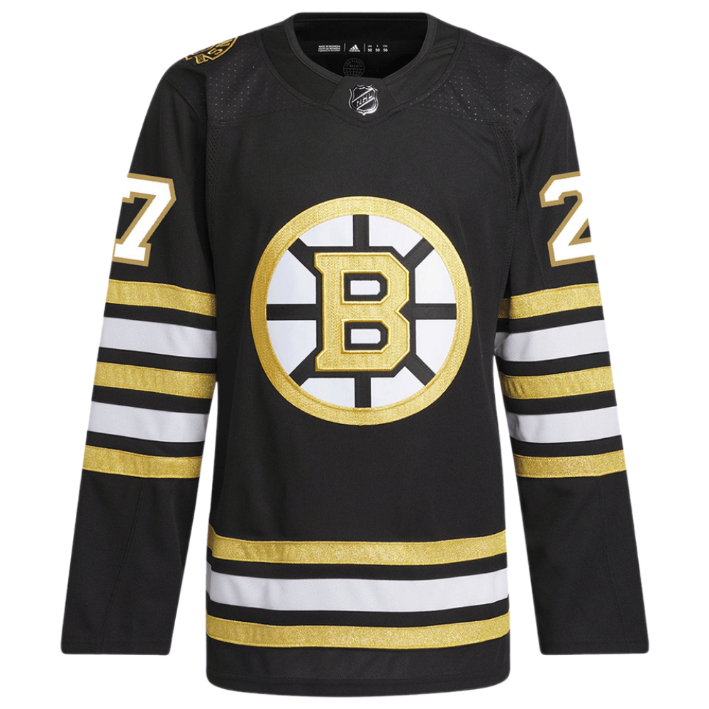 Alternative view of Hampus Lindholm 27 Boston Bruins 100th Anniversary Primegreen Home Men Jersey - Black - JS282 