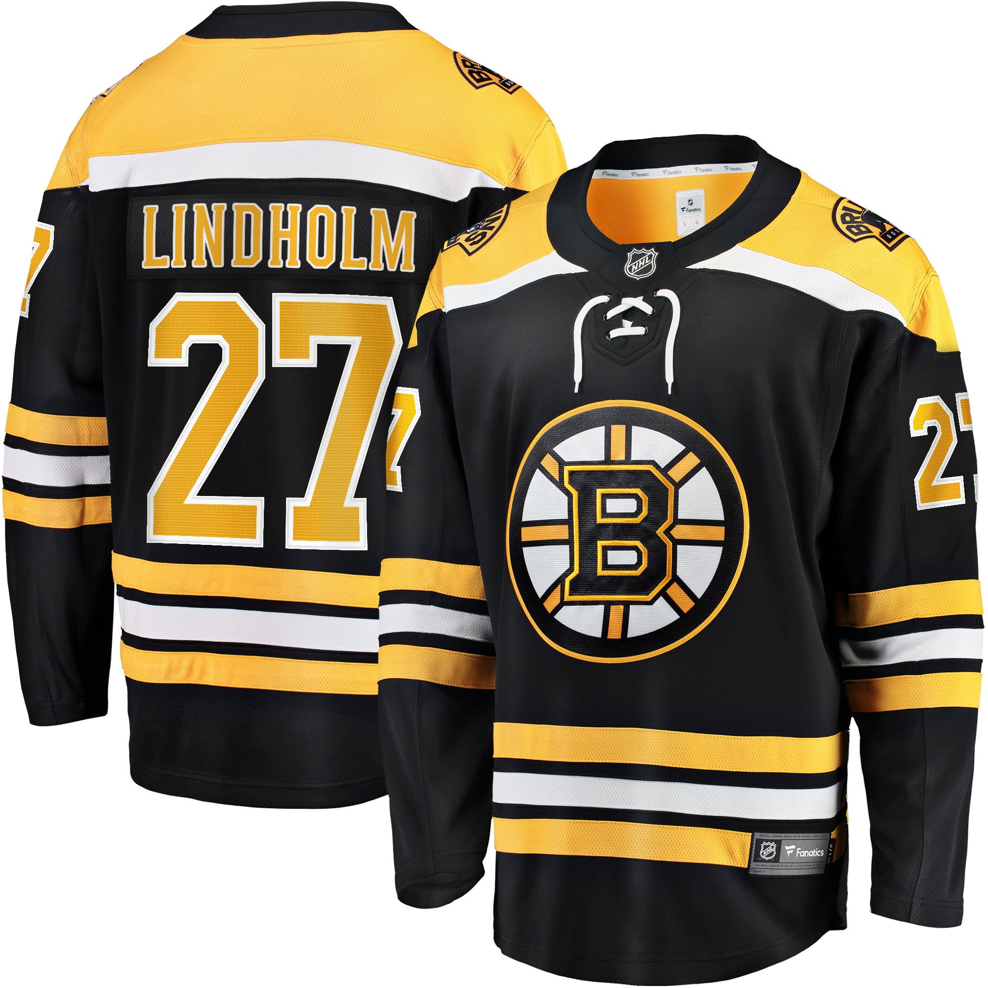 Hampus Lindholm 27 Boston Bruins Home Breakaway Jersey - Men, Black - JS706 