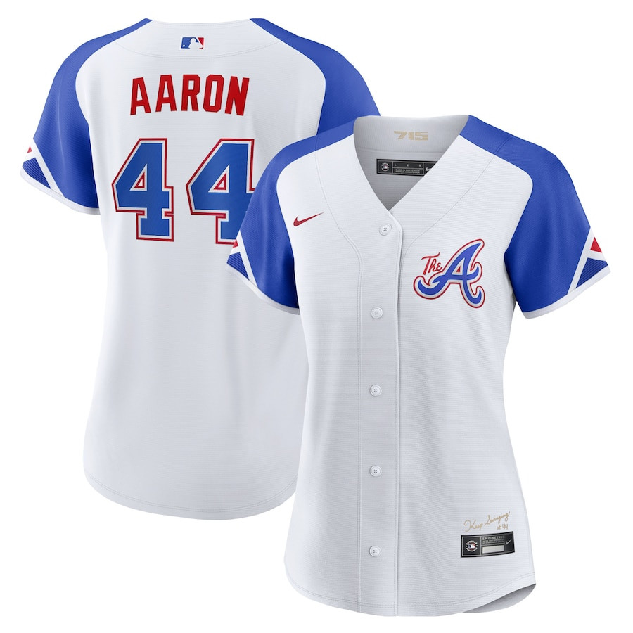 Hank Aaron 44 Atlanta Braves 2023 City Connect Women Jersey - White - JS562