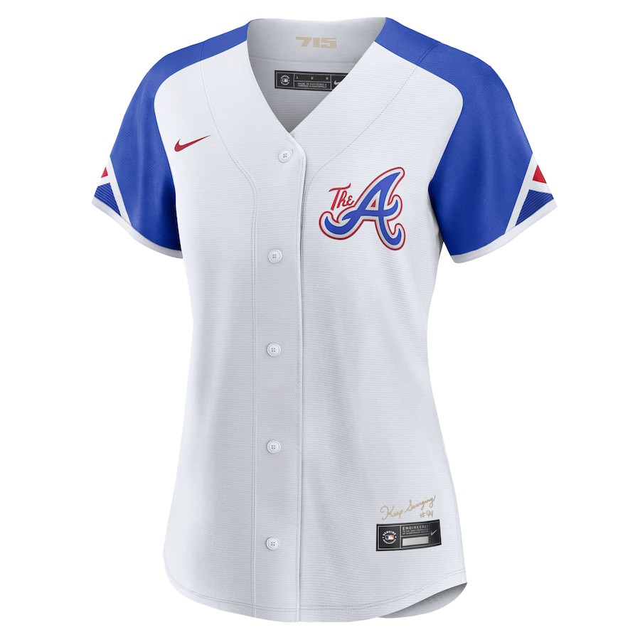 Alternative view of Hank Aaron 44 Atlanta Braves 2023 City Connect Women Jersey - White - JS562