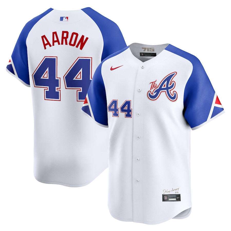 Hank Aaron 44 Atlanta Braves City Connect Retired Men Jersey - White - JS494