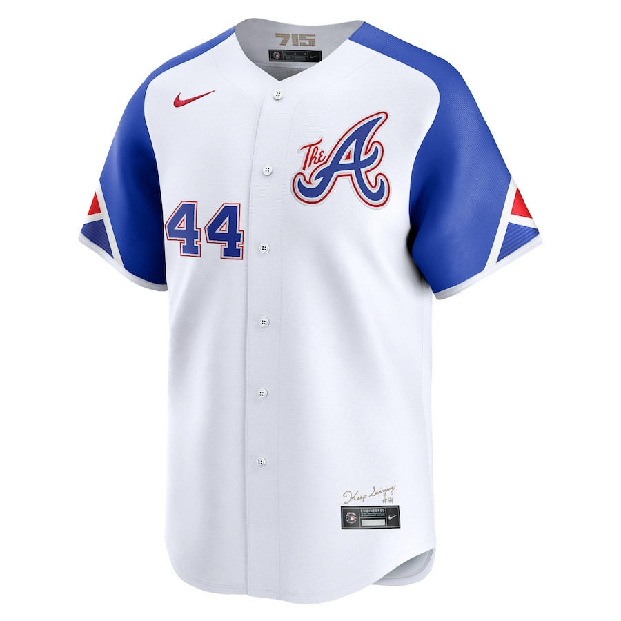 Alternative view of Hank Aaron 44 Atlanta Braves City Connect Retired Men Jersey - White - JS494