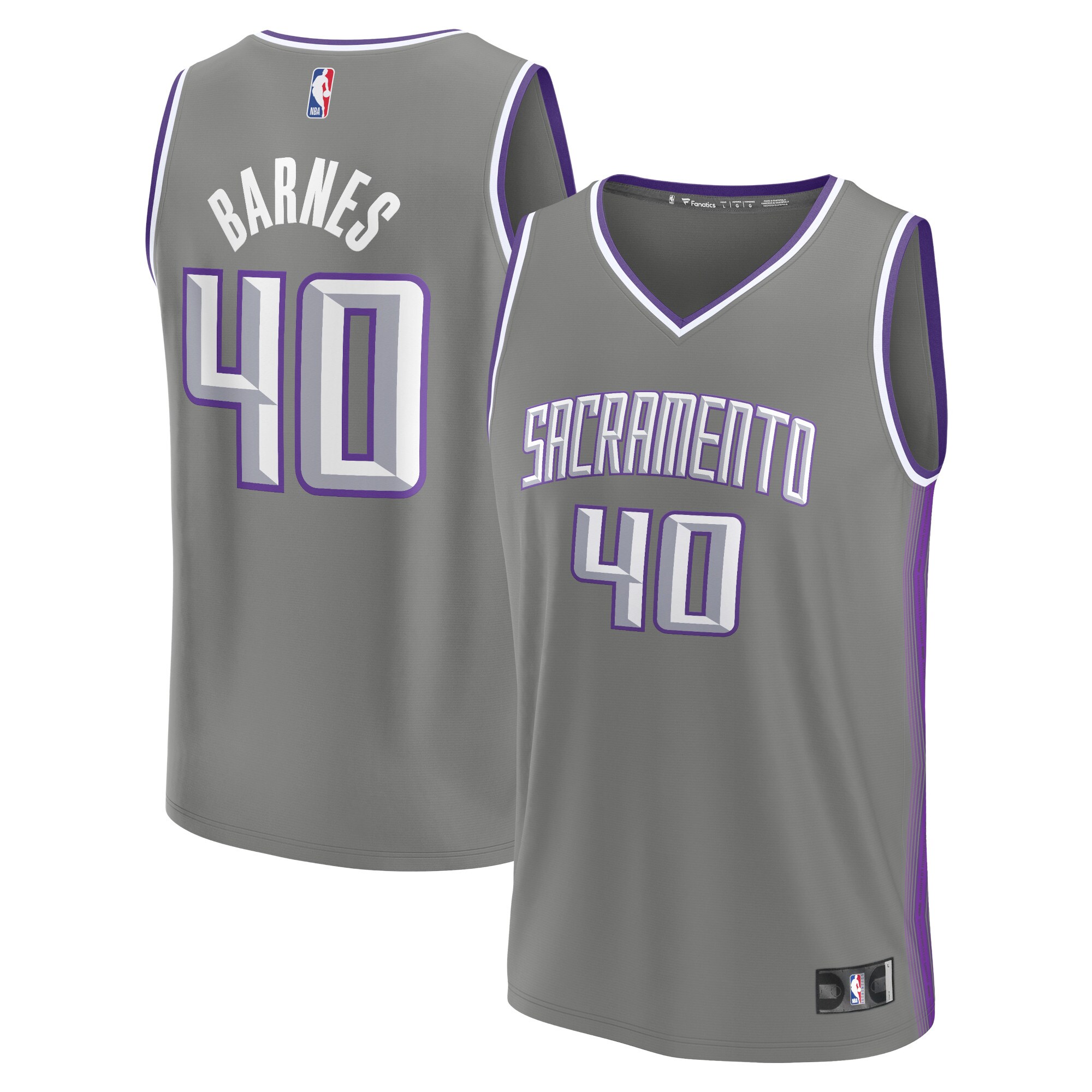 Alternative view of Harrison Barnes Sacramento Kings Fanatics Branded 2022/23 Fastbreak Jersey - City Edition - Gray