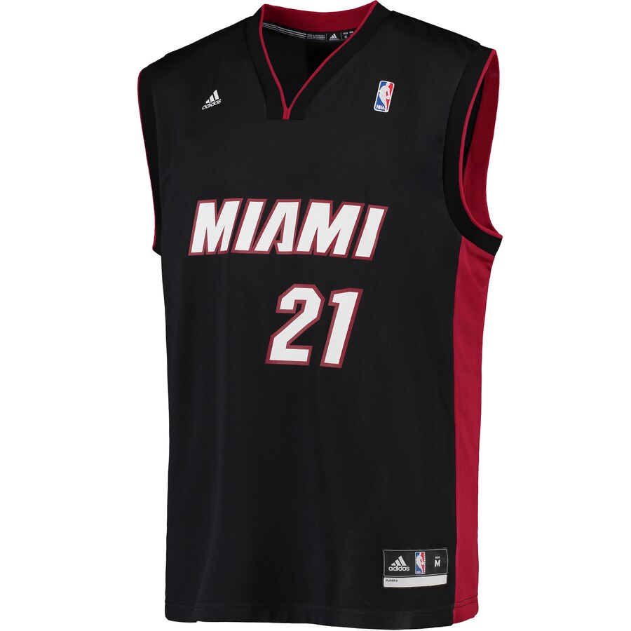 Alternative view of Hassan Whiteside Miami Heat Adidas Road Replica Jersey - Black