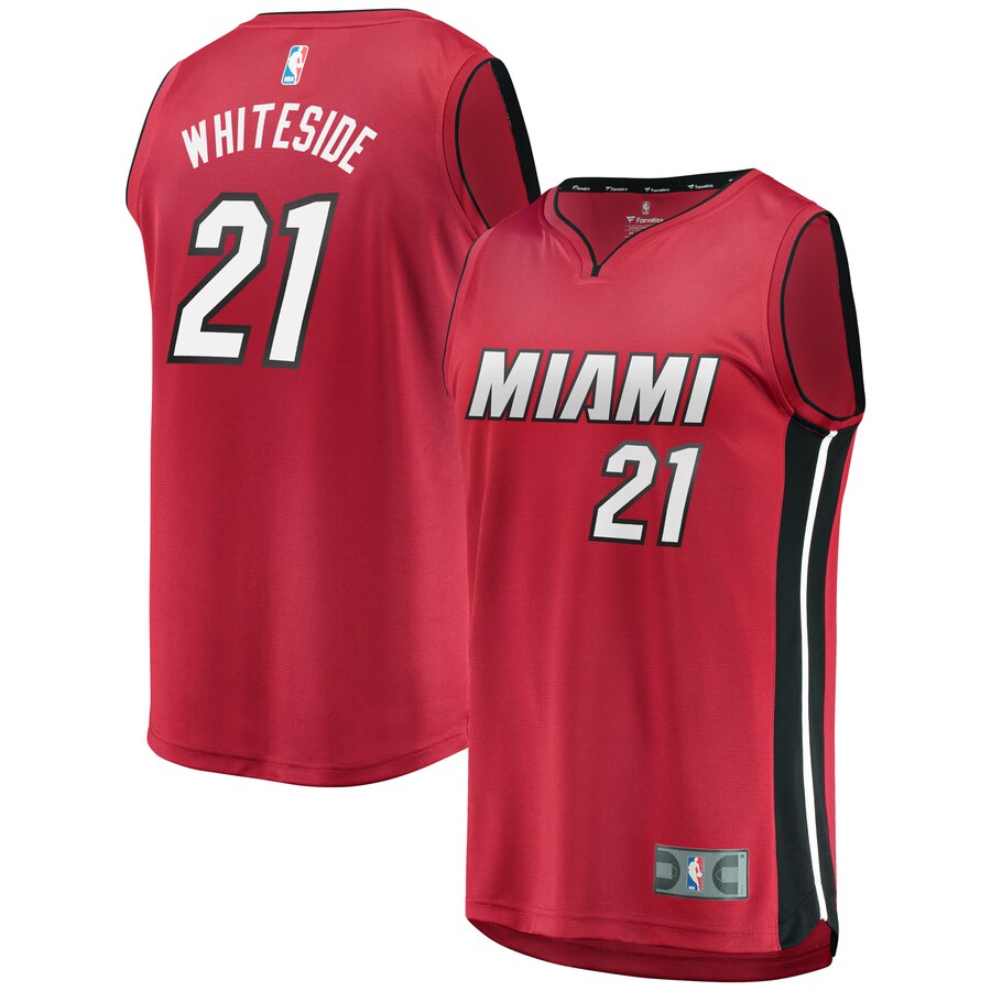 Hassan Whiteside Miami Heat Fanatics Branded Fast Break Replica Jersey Red - Statement Edition