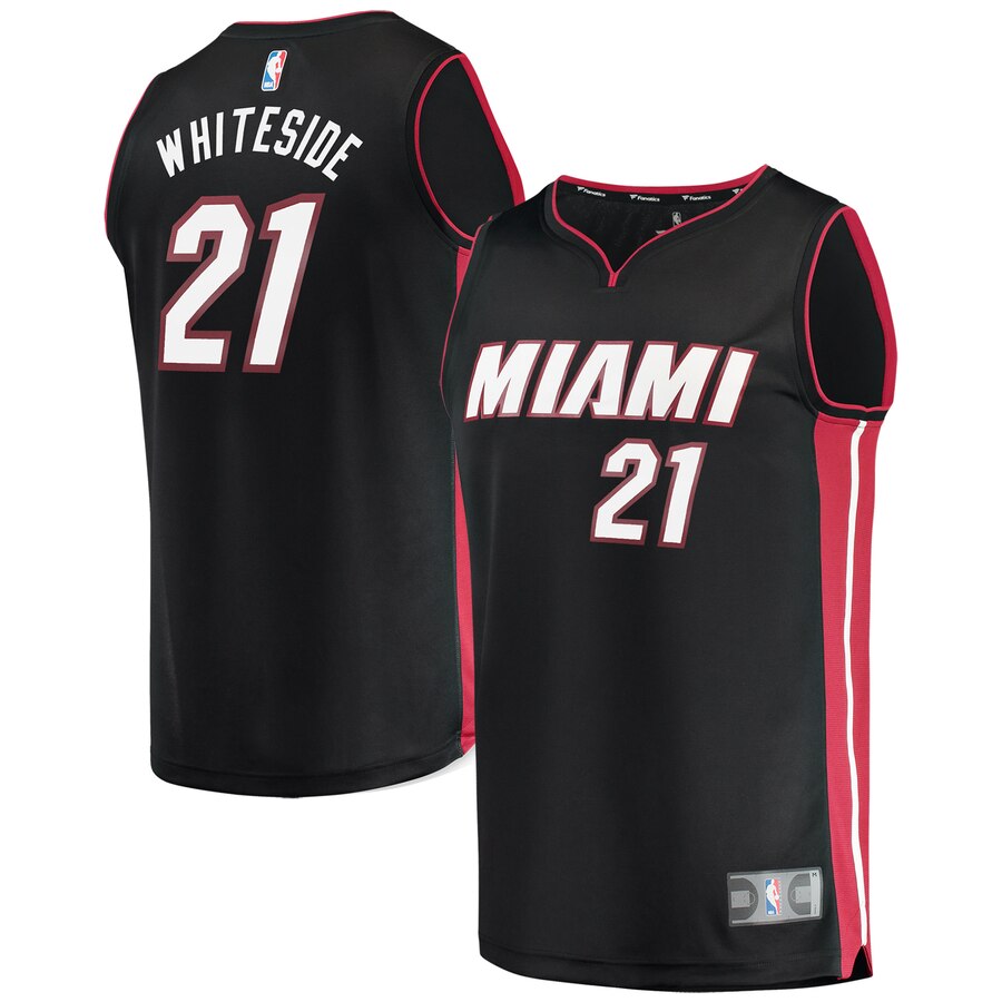 Hassan Whiteside Miami Heat Fanatics Branded Youth Fast Break Replica Jersey Black - Icon Edition