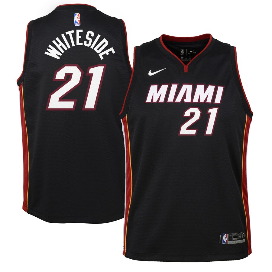 Hassan Whiteside Miami Heat Youth Swingman Jersey Black – Icon Edition