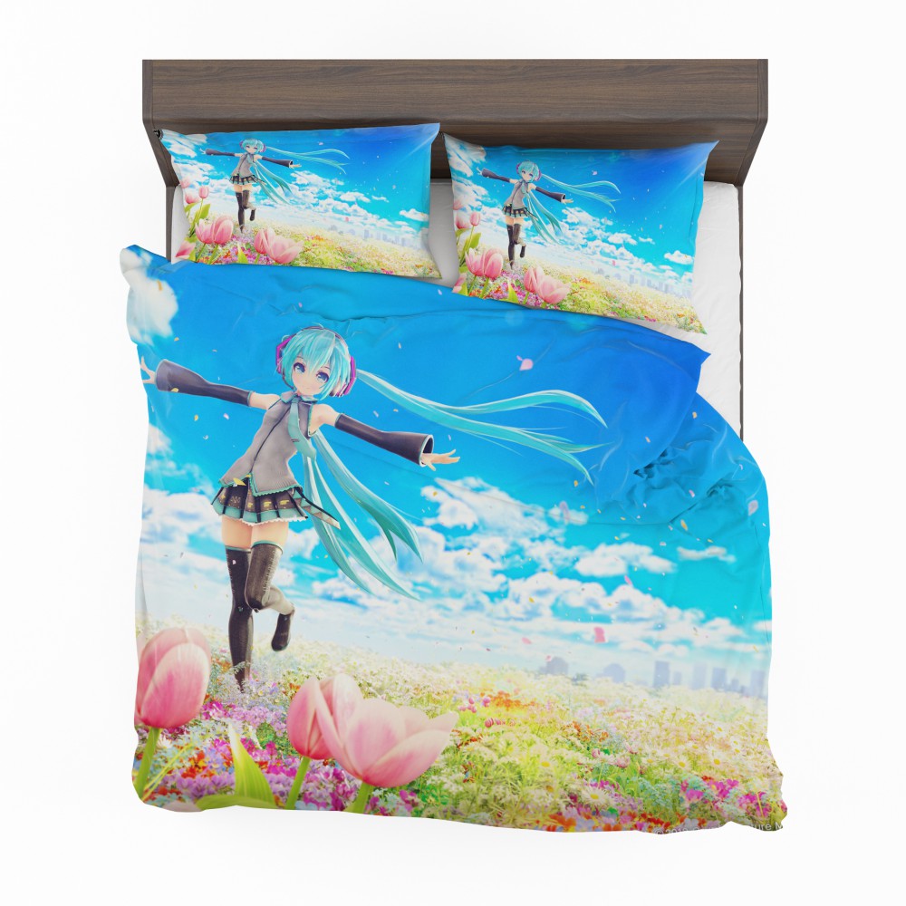 Alternative view of Hatsune Miku Flowers Tulips Anime Bedding Set - Custom Bedding Set