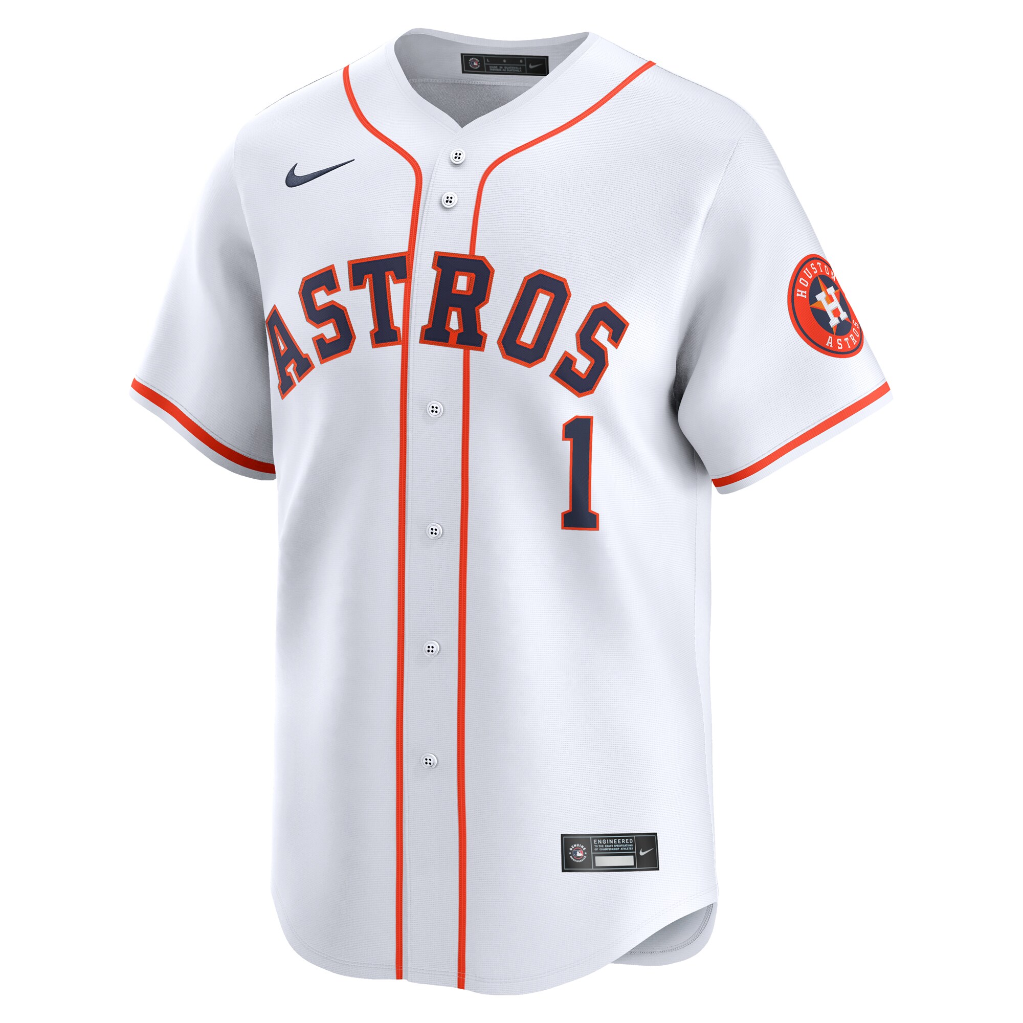 Alternative view of Houston Astros #1 Dad Home Limited Jersey - White
