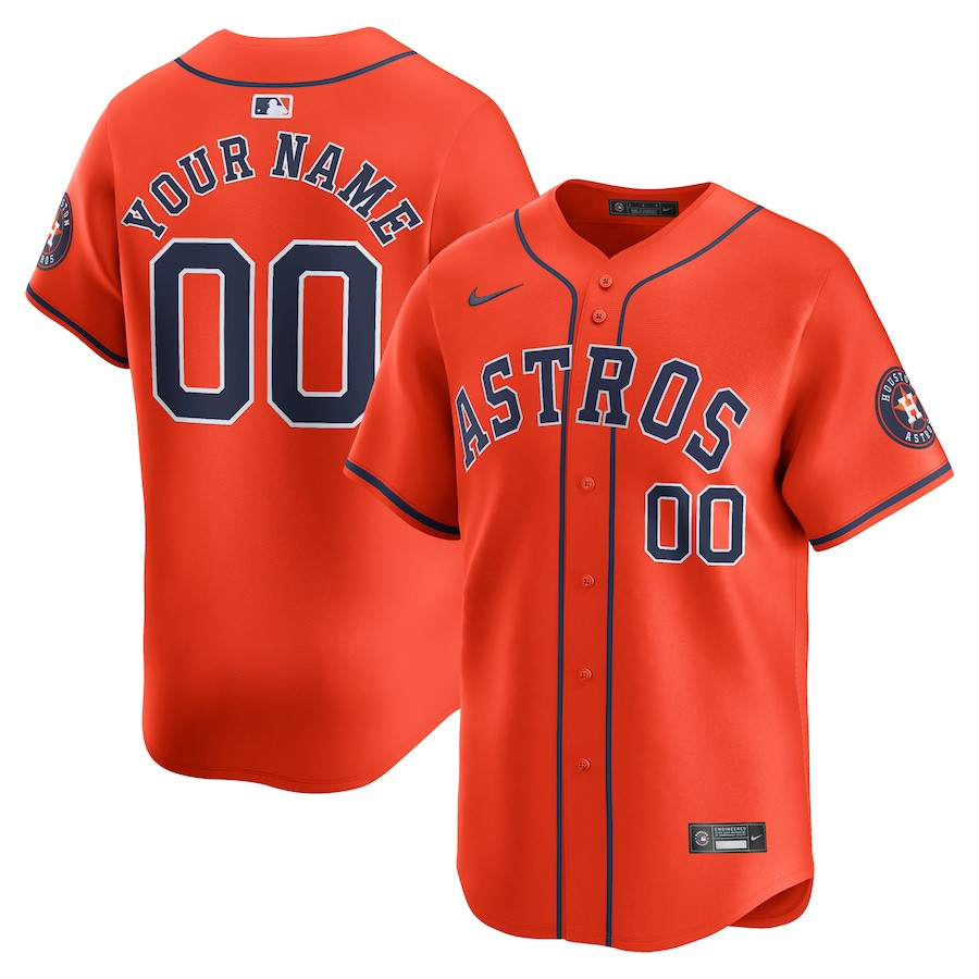 Houston Astros Alternate Limited Custom Men Jersey - Orange 