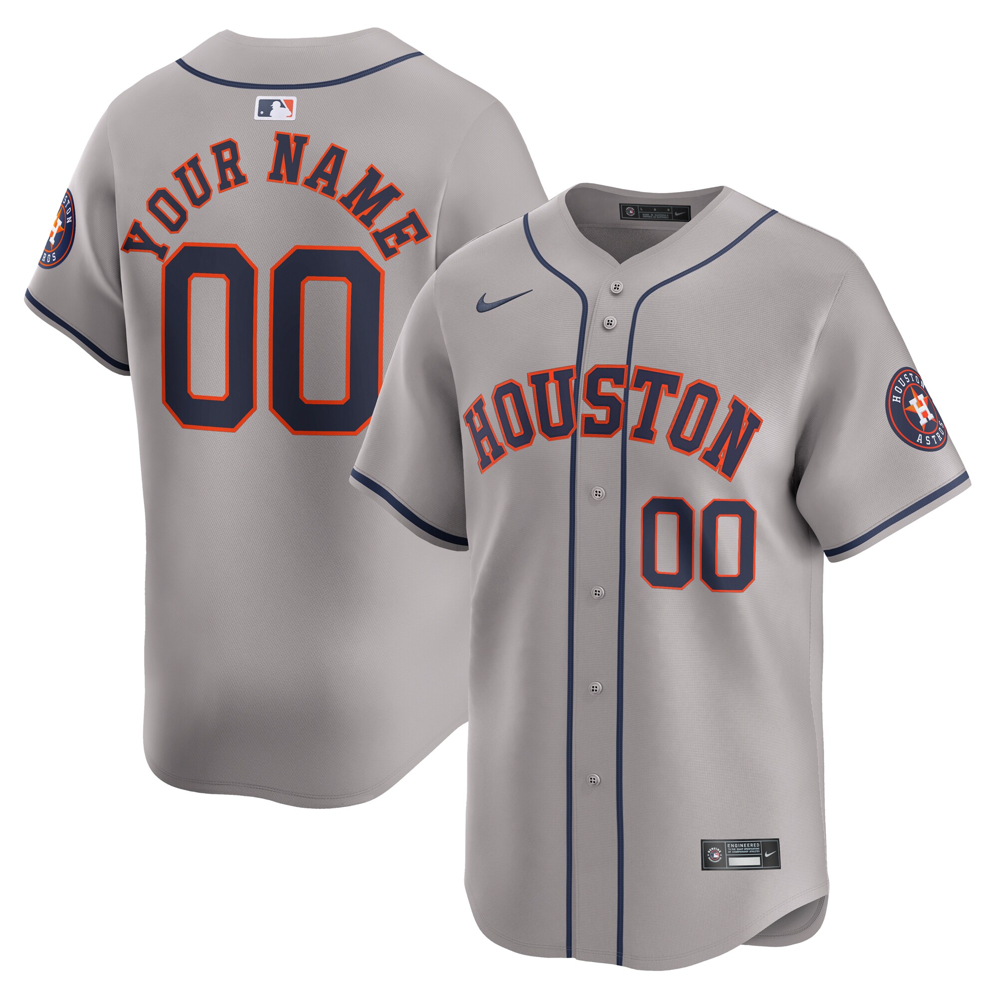 Houston Astros Away Limited Custom Jersey - Gray