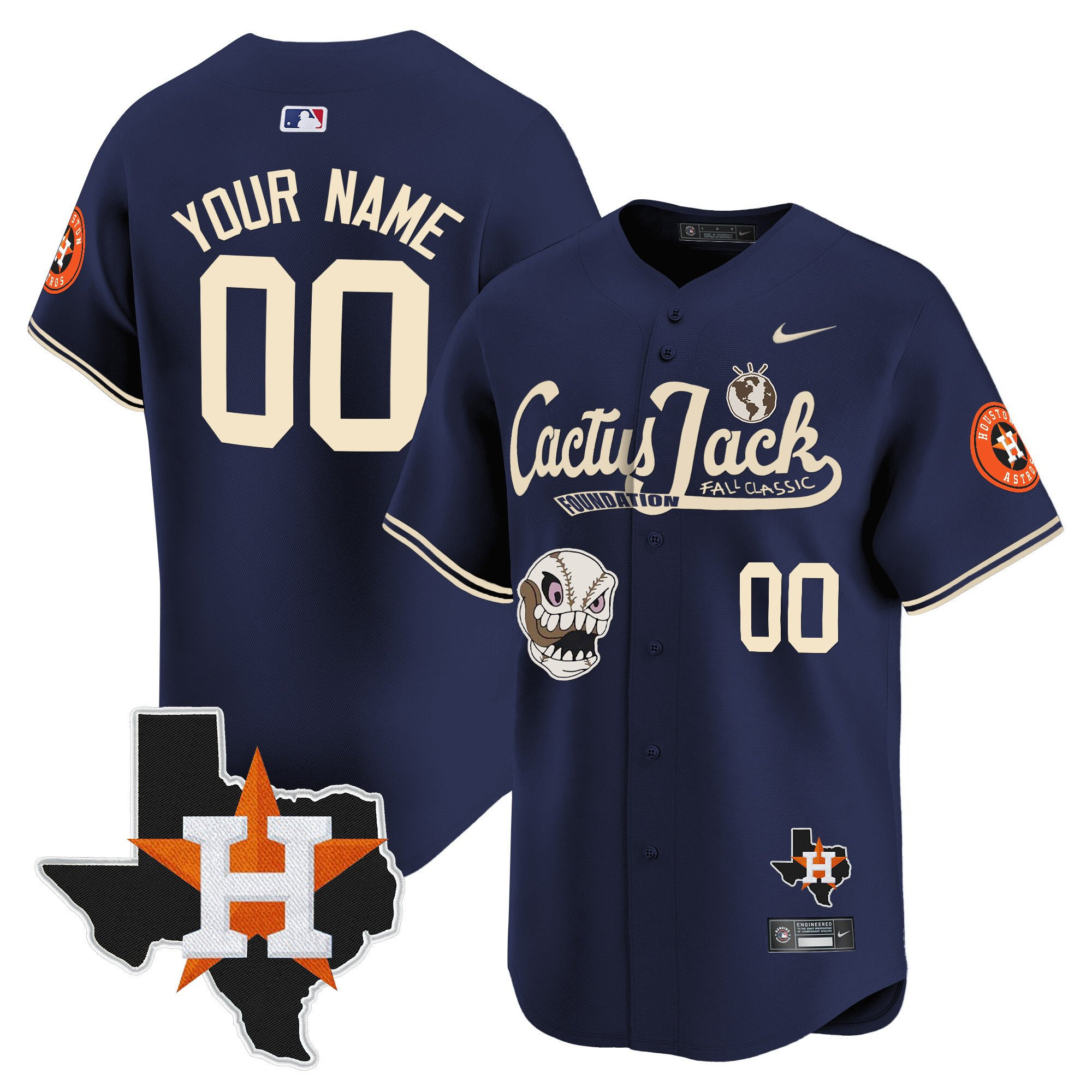Alternative view of Houston Astros Cactus Jack Foundation Fall Classic Limited Jersey - Men, Customized 