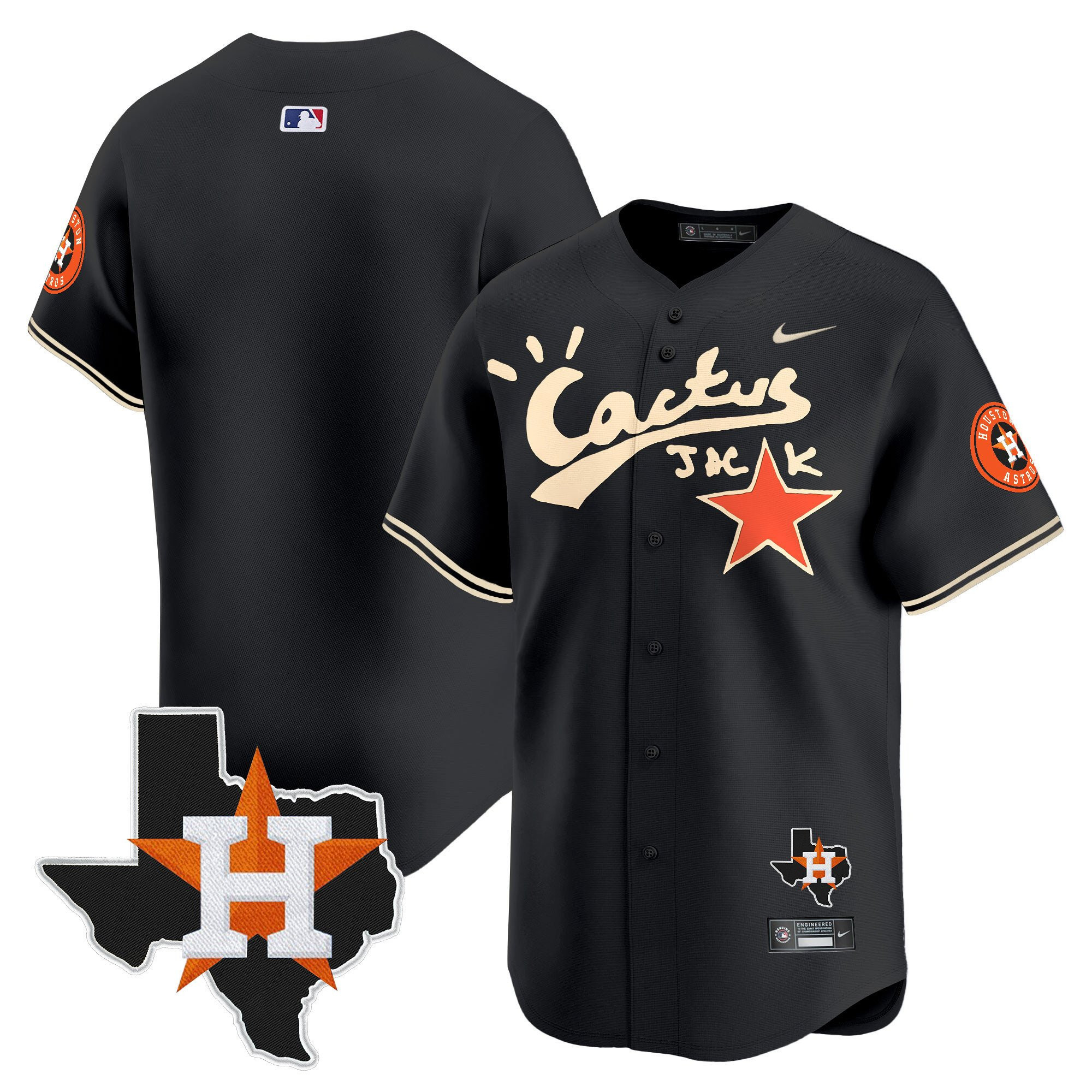 Houston Astros Cactus Jack Houston Patch Limited Jersey - Men, Black 