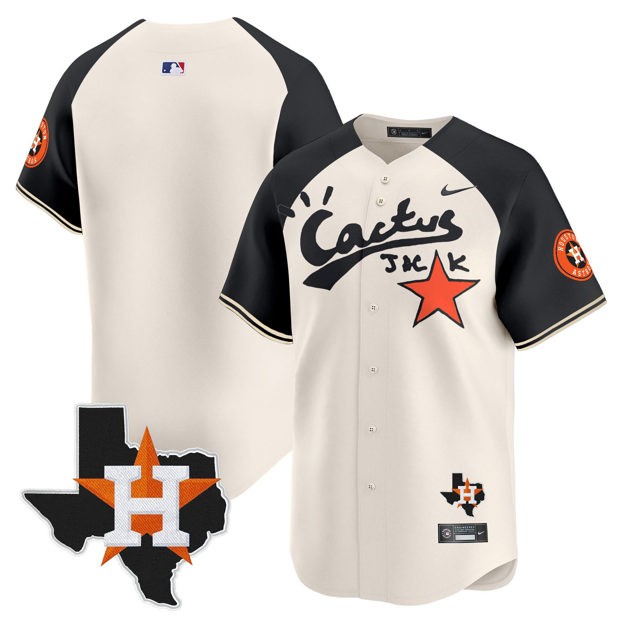 Houston Astros Cactus Jack Houston Patch Limited Jersey - Men, Cream Alternate 