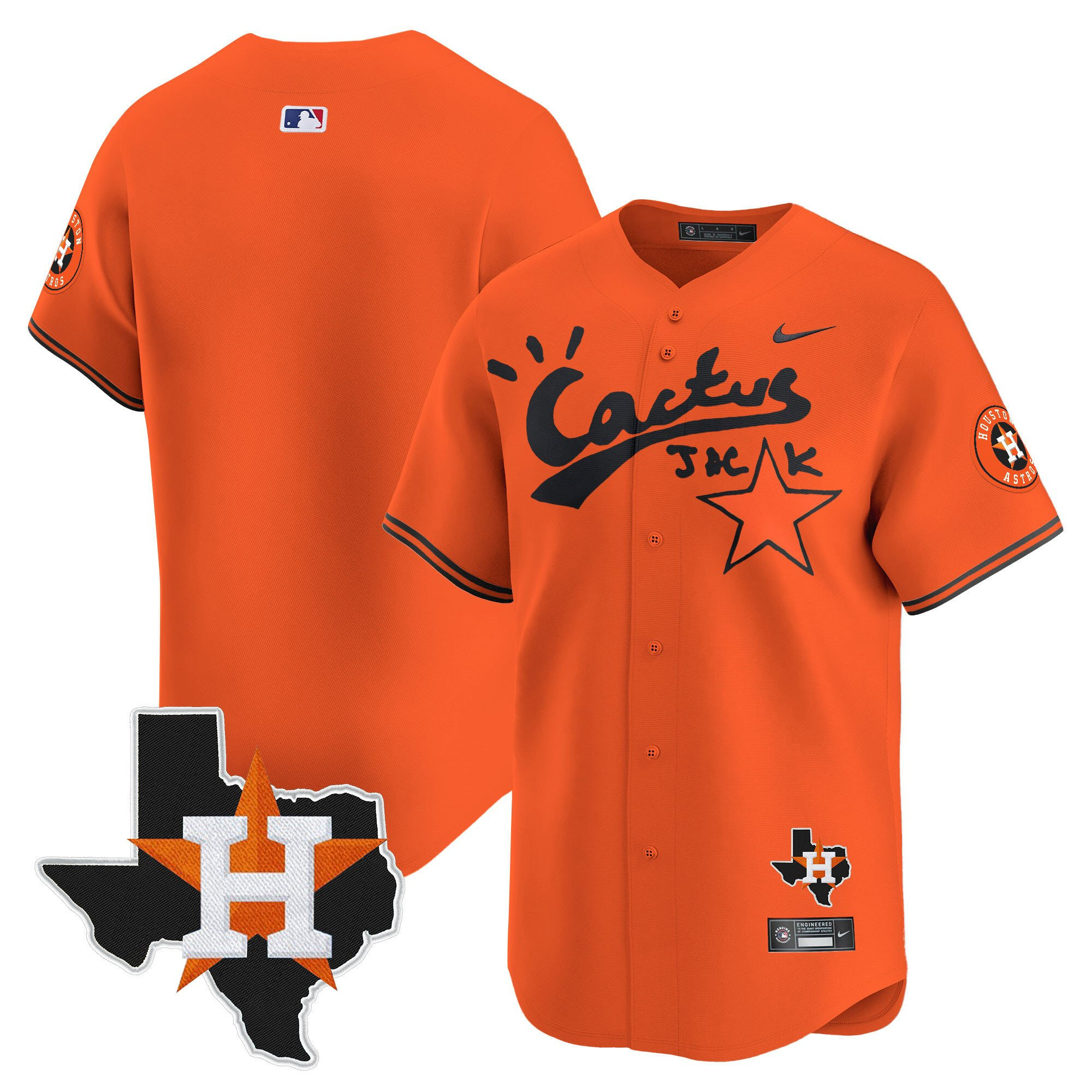 Houston Astros Cactus Jack Houston Patch Orange Limited Jersey - Men 